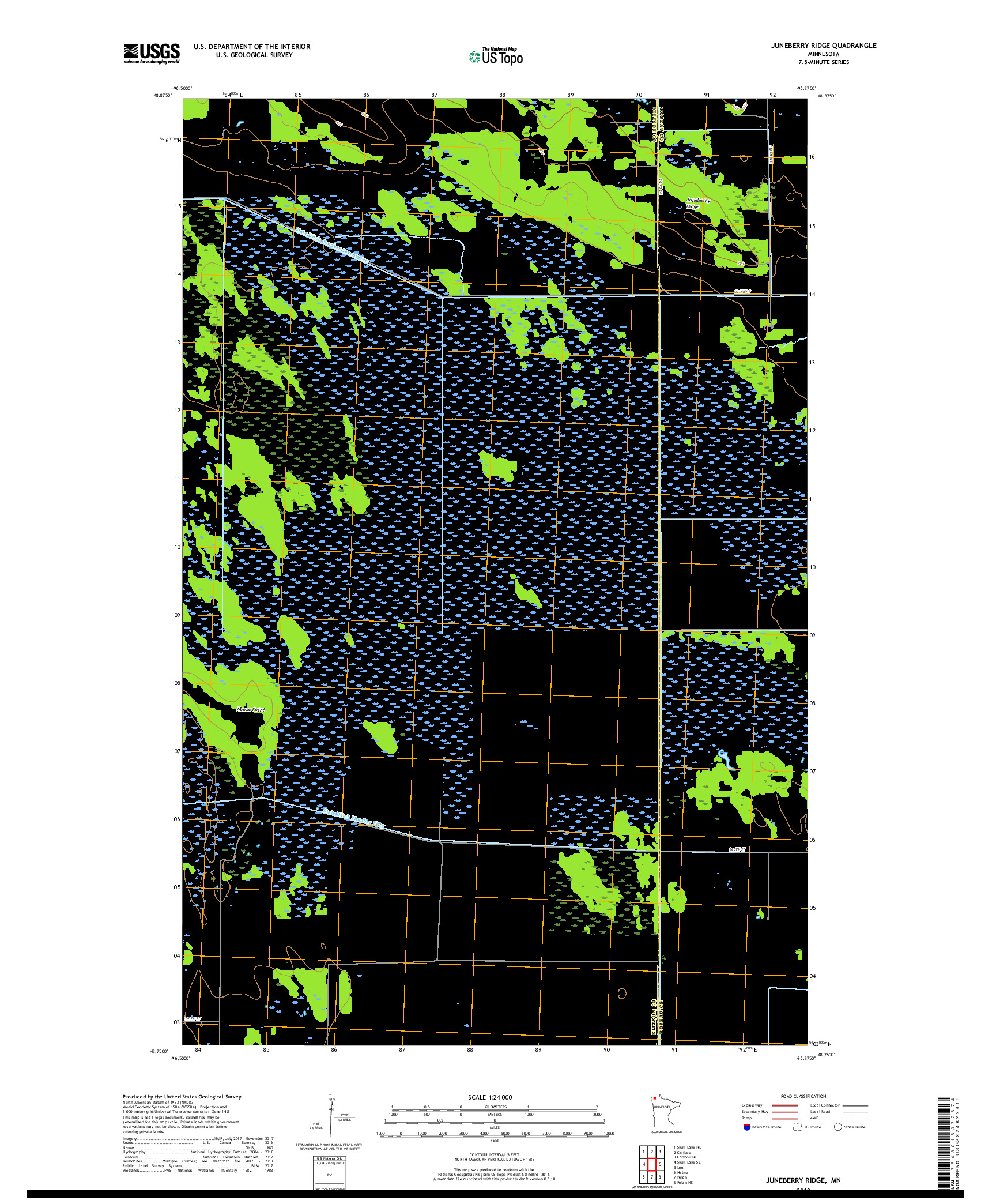 USGS US TOPO 7.5-MINUTE MAP FOR JUNEBERRY RIDGE, MN 2019