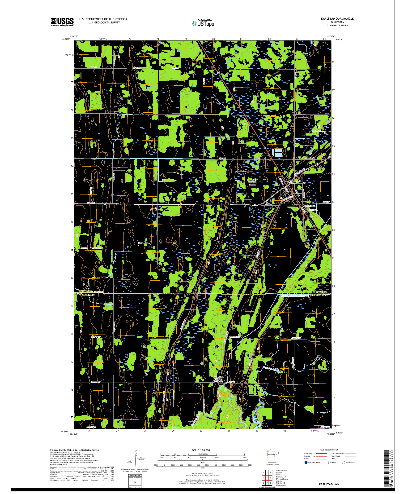 USGS US TOPO 7.5-MINUTE MAP FOR KARLSTAD, MN 2019