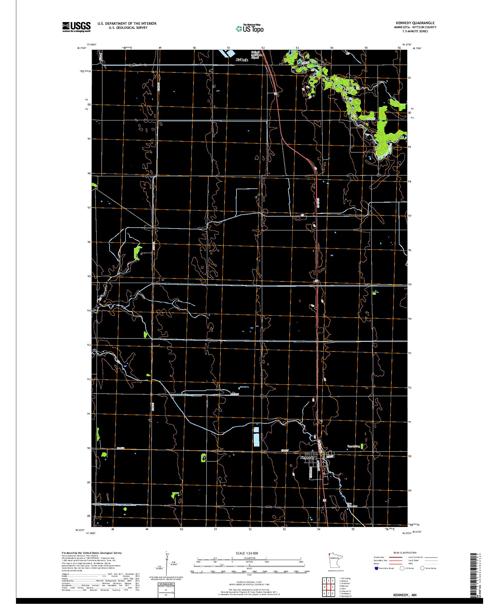 USGS US TOPO 7.5-MINUTE MAP FOR KENNEDY, MN 2019