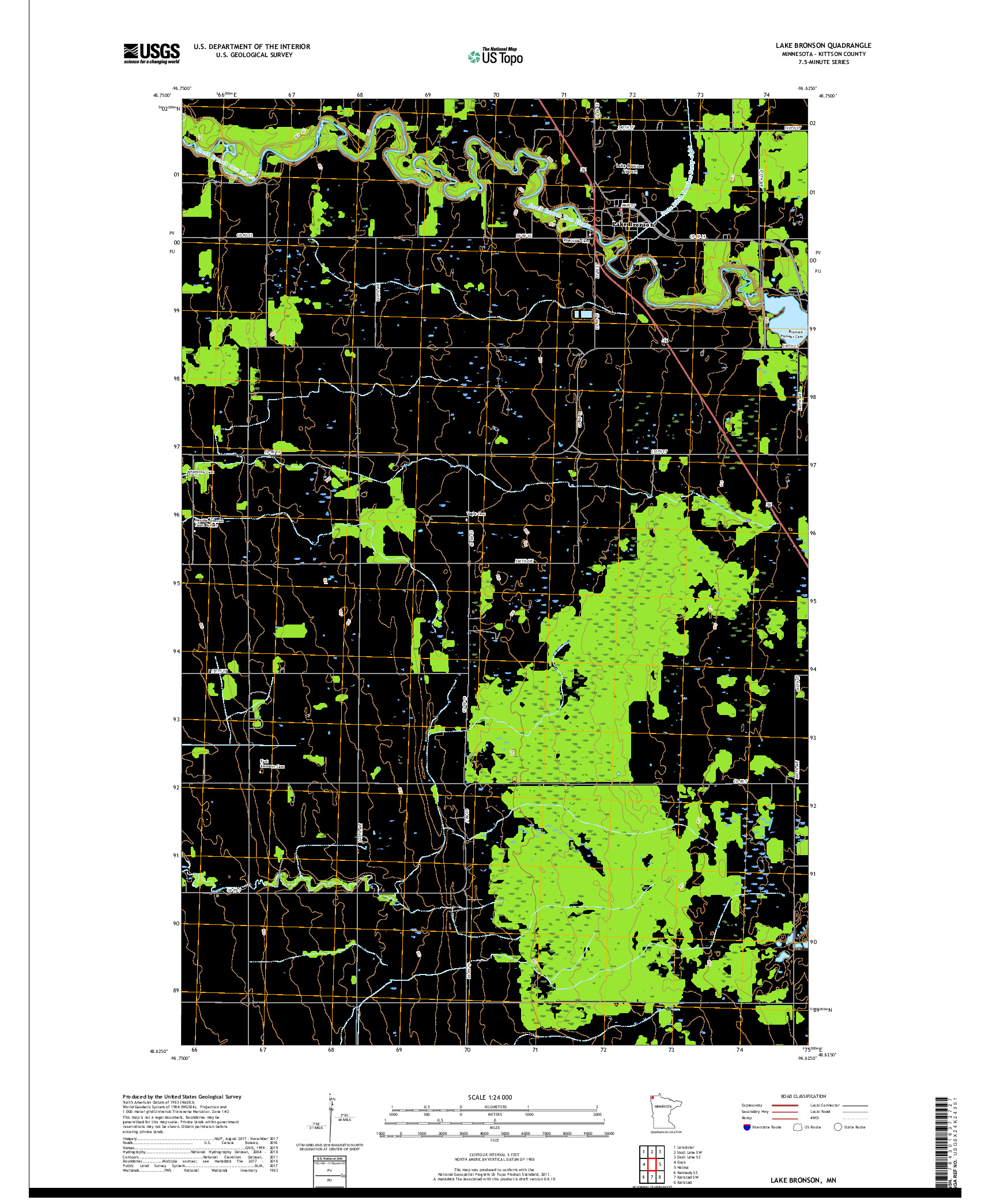 USGS US TOPO 7.5-MINUTE MAP FOR LAKE BRONSON, MN 2019