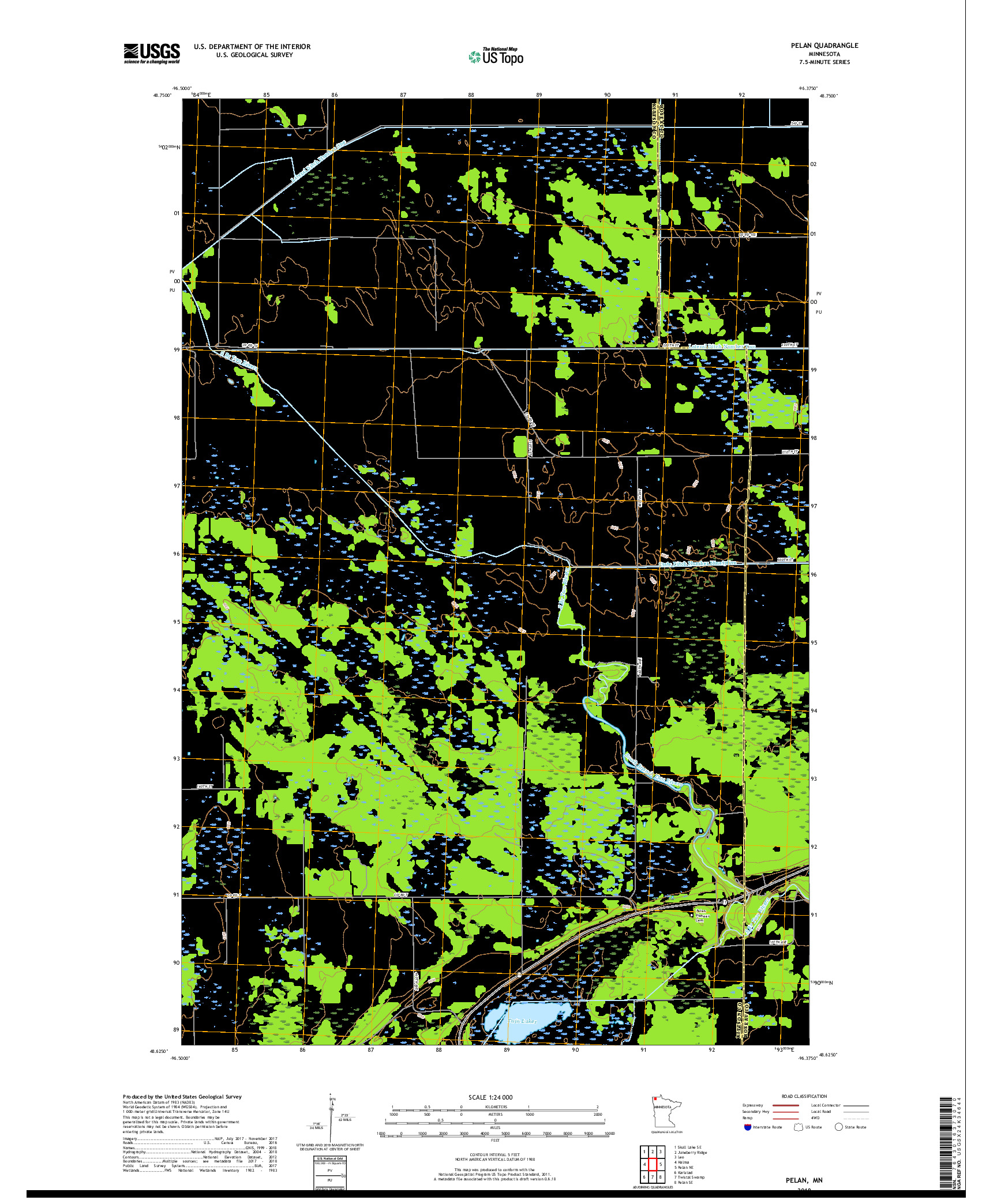 USGS US TOPO 7.5-MINUTE MAP FOR PELAN, MN 2019