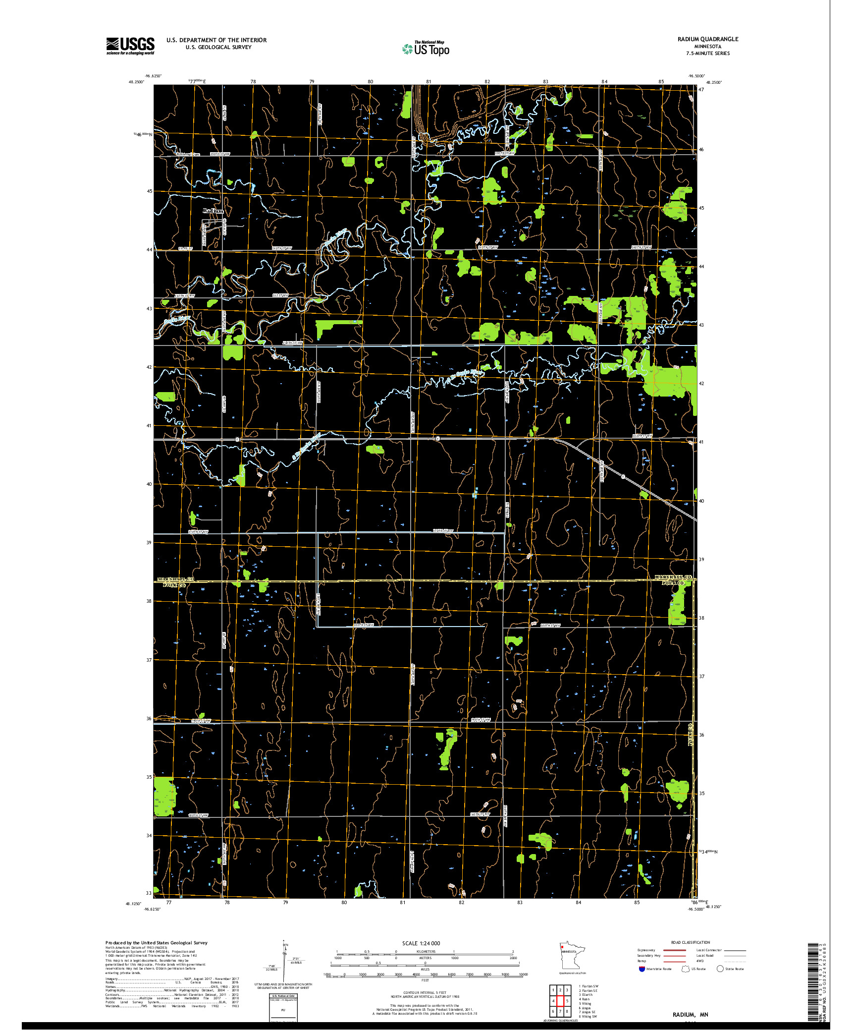 USGS US TOPO 7.5-MINUTE MAP FOR RADIUM, MN 2019