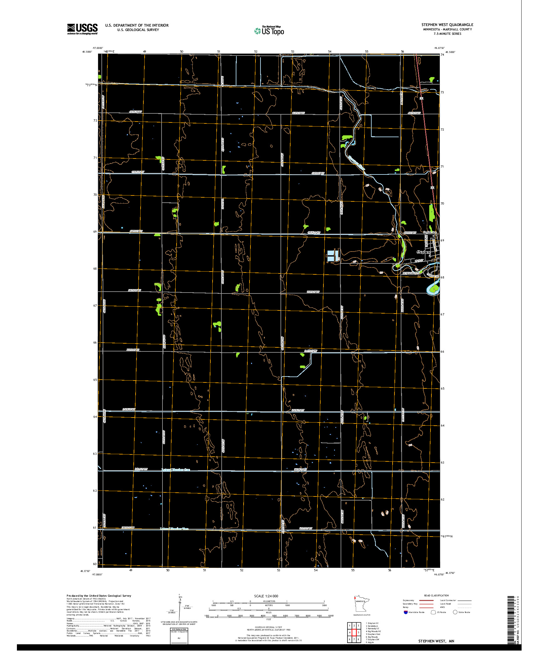 USGS US TOPO 7.5-MINUTE MAP FOR STEPHEN WEST, MN 2019