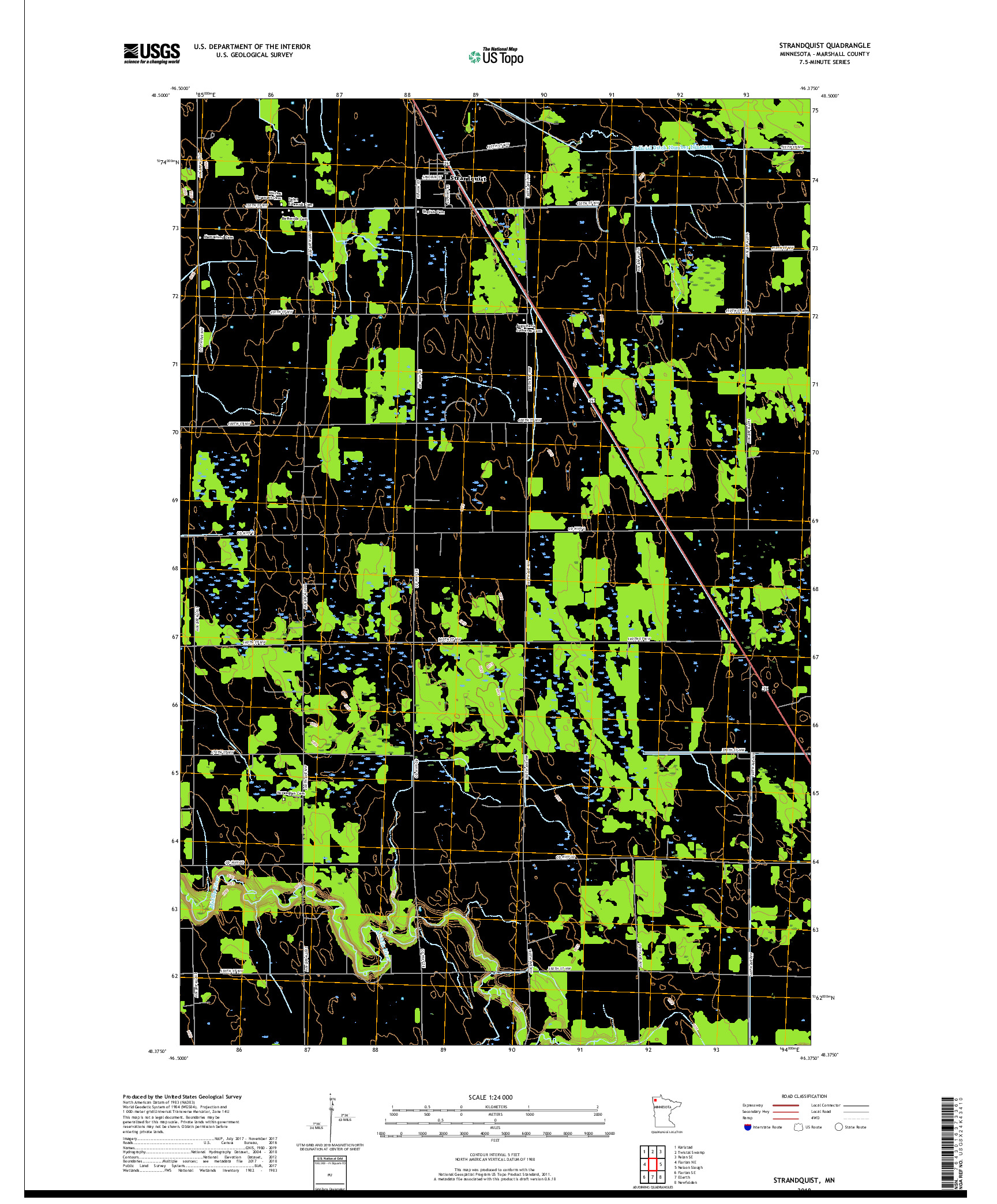 USGS US TOPO 7.5-MINUTE MAP FOR STRANDQUIST, MN 2019