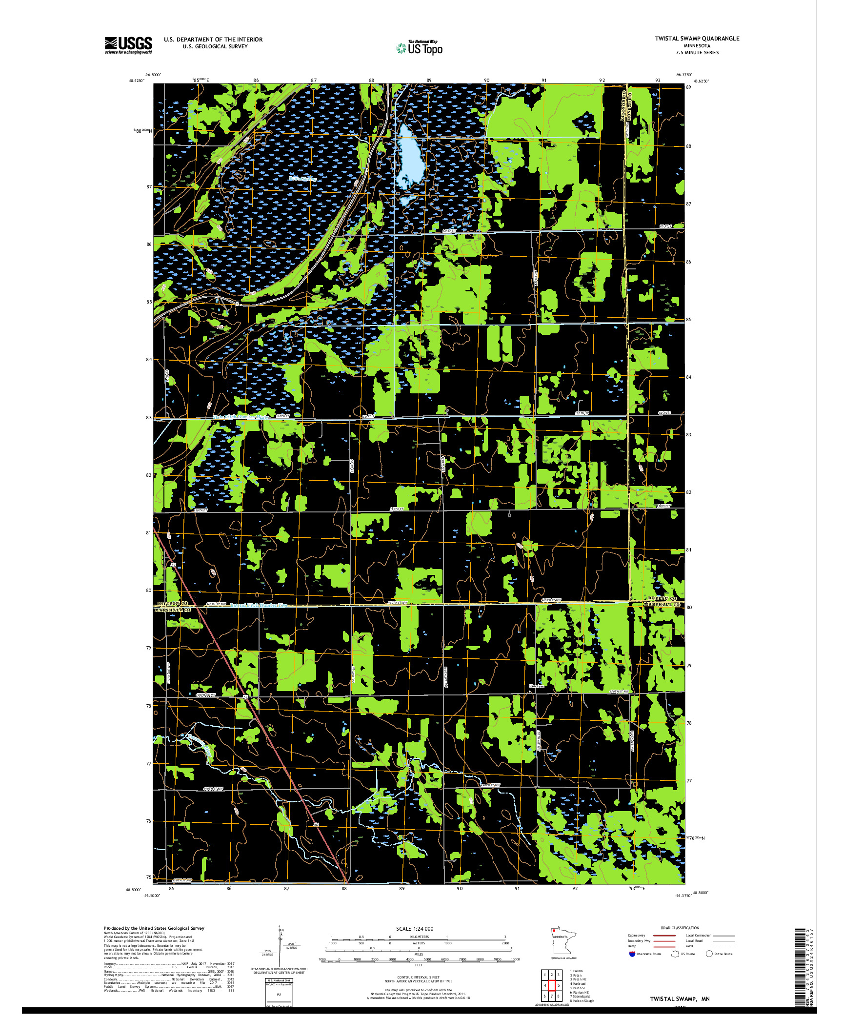 USGS US TOPO 7.5-MINUTE MAP FOR TWISTAL SWAMP, MN 2019