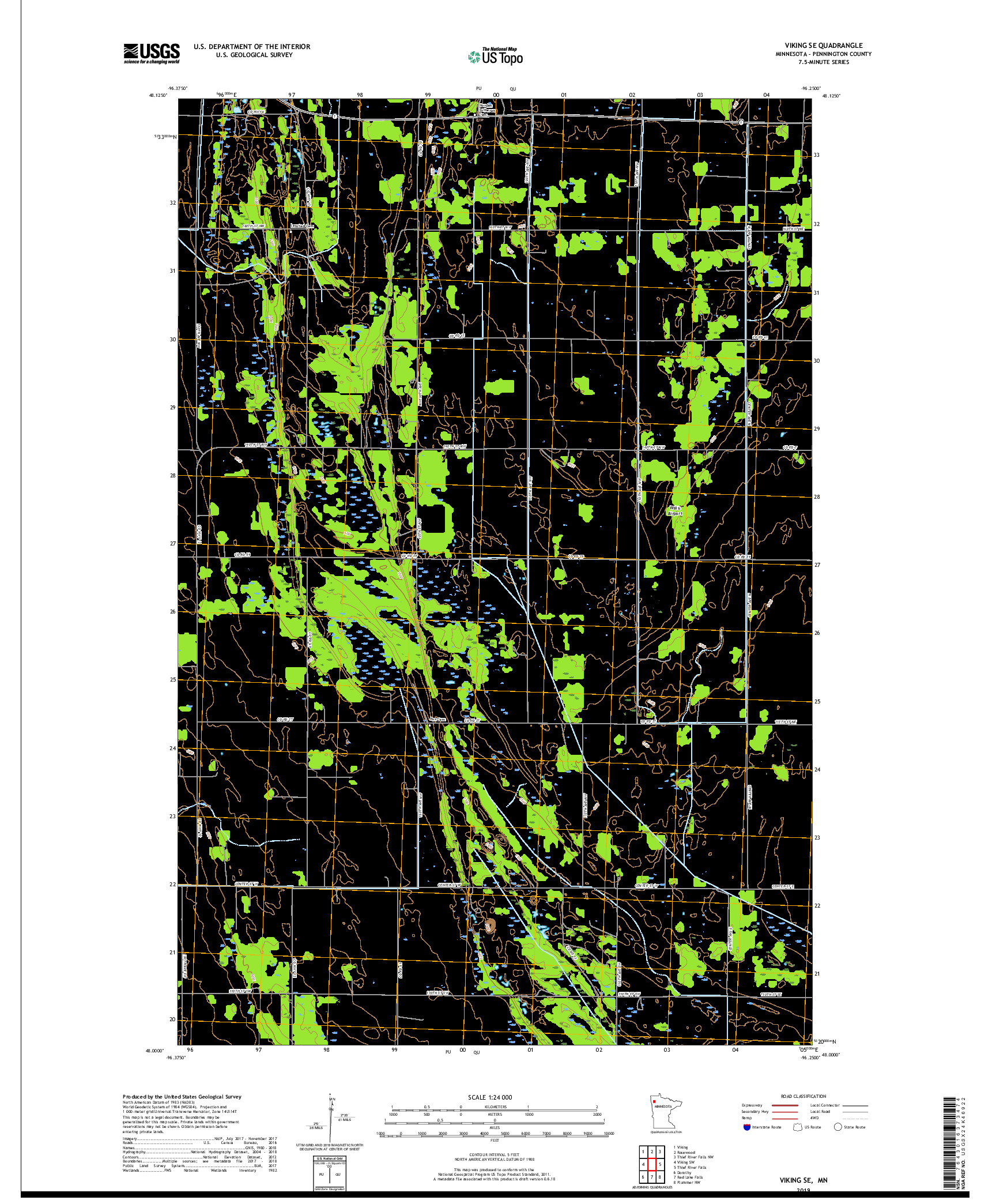 USGS US TOPO 7.5-MINUTE MAP FOR VIKING SE, MN 2019