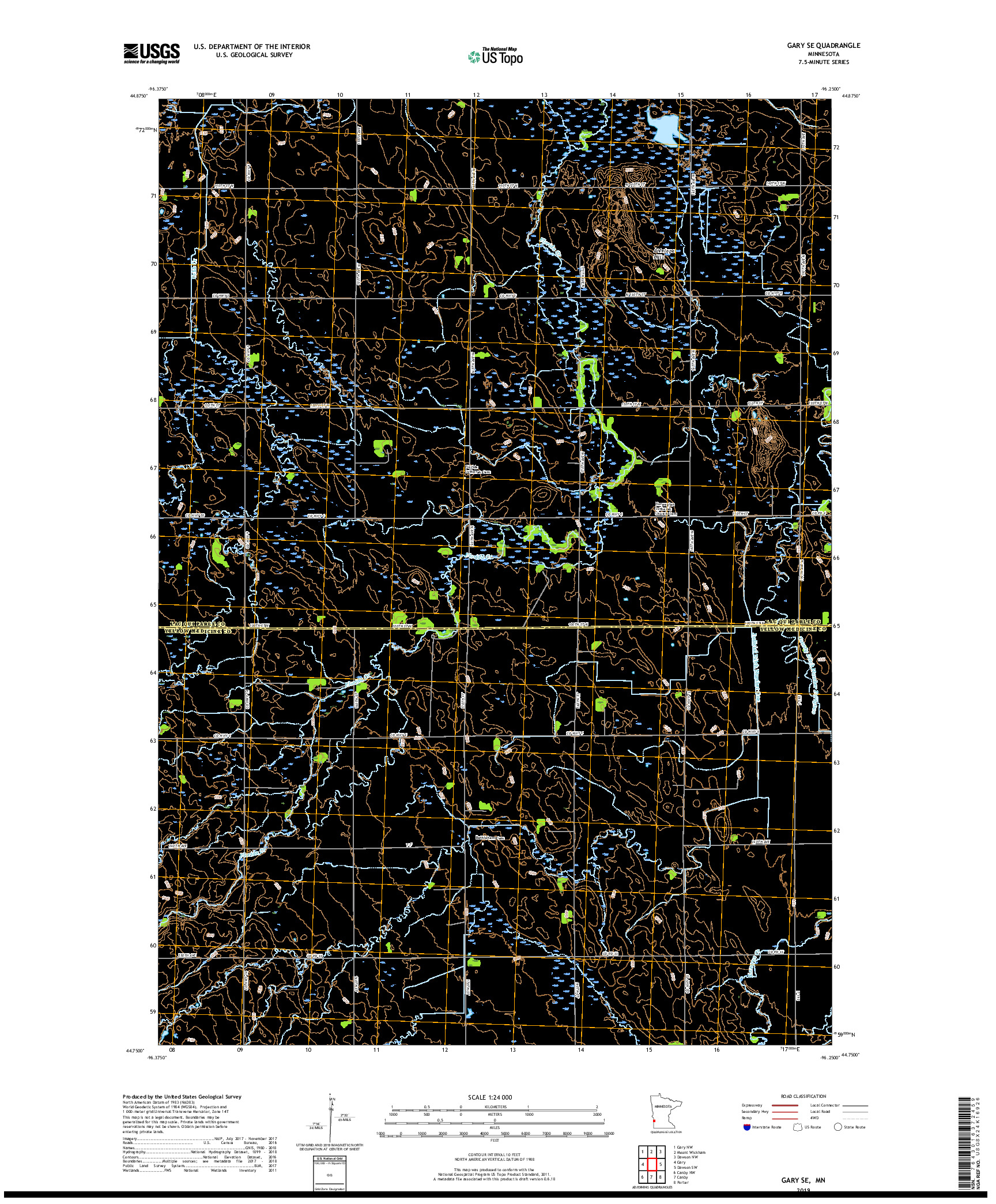 USGS US TOPO 7.5-MINUTE MAP FOR GARY SE, MN 2019