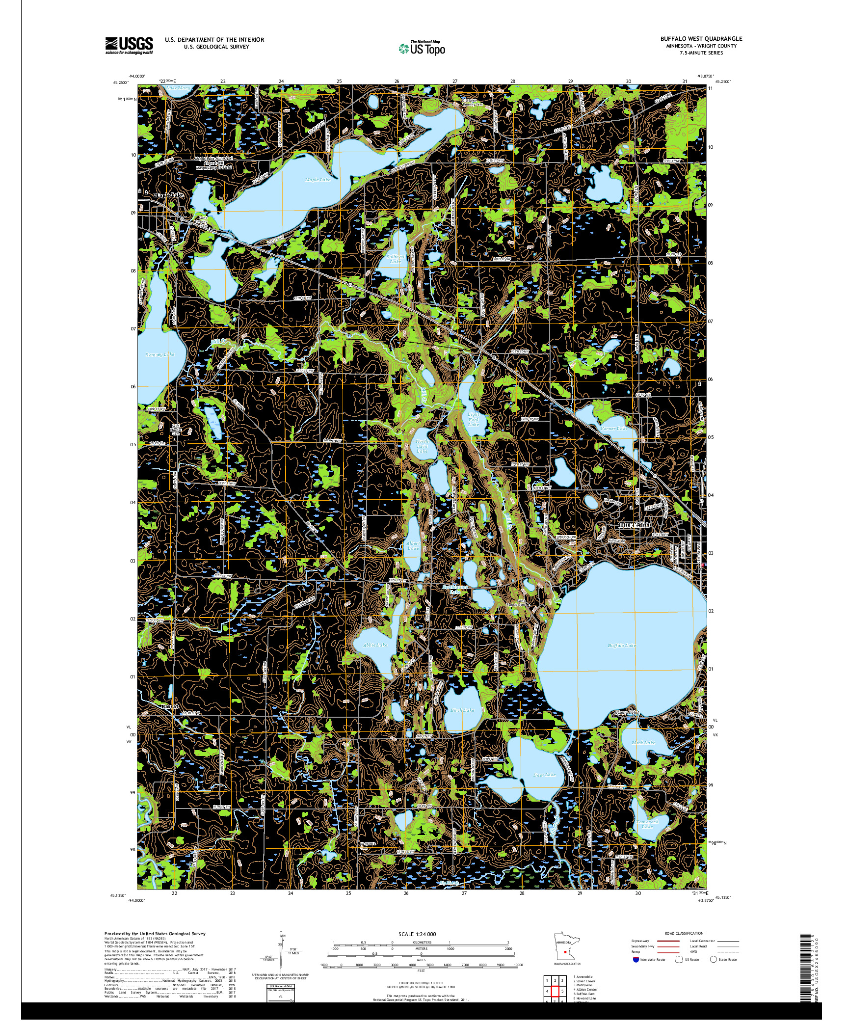 USGS US TOPO 7.5-MINUTE MAP FOR BUFFALO WEST, MN 2019