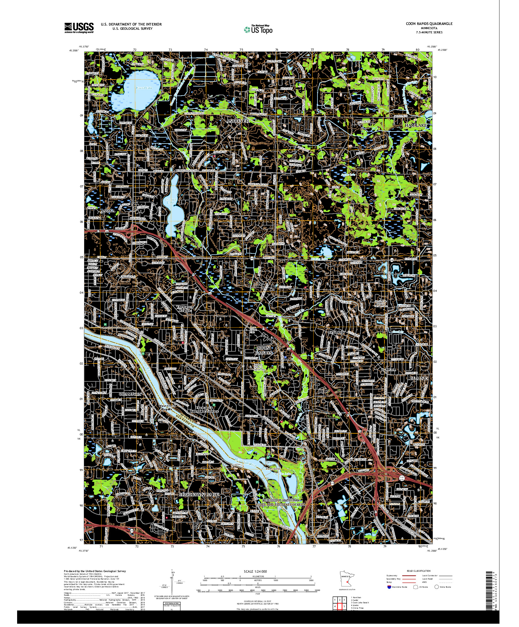 USGS US TOPO 7.5-MINUTE MAP FOR COON RAPIDS, MN 2019