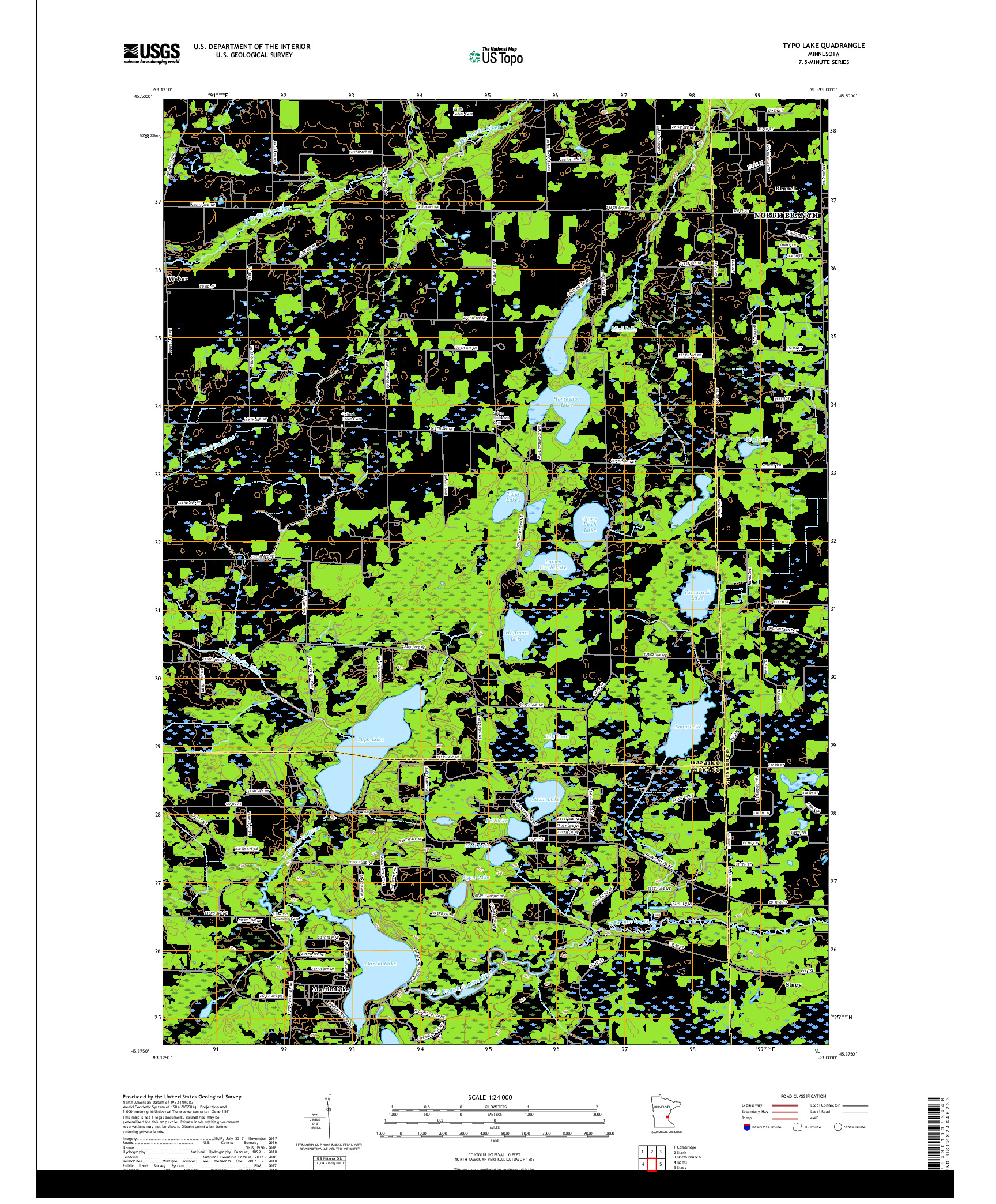 USGS US TOPO 7.5-MINUTE MAP FOR TYPO LAKE, MN 2019