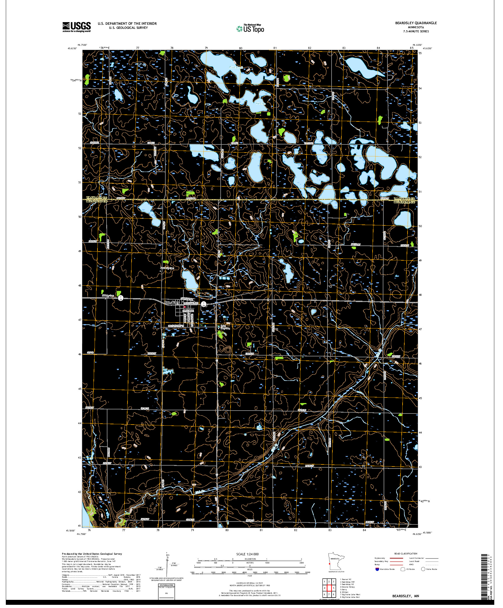 USGS US TOPO 7.5-MINUTE MAP FOR BEARDSLEY, MN 2019