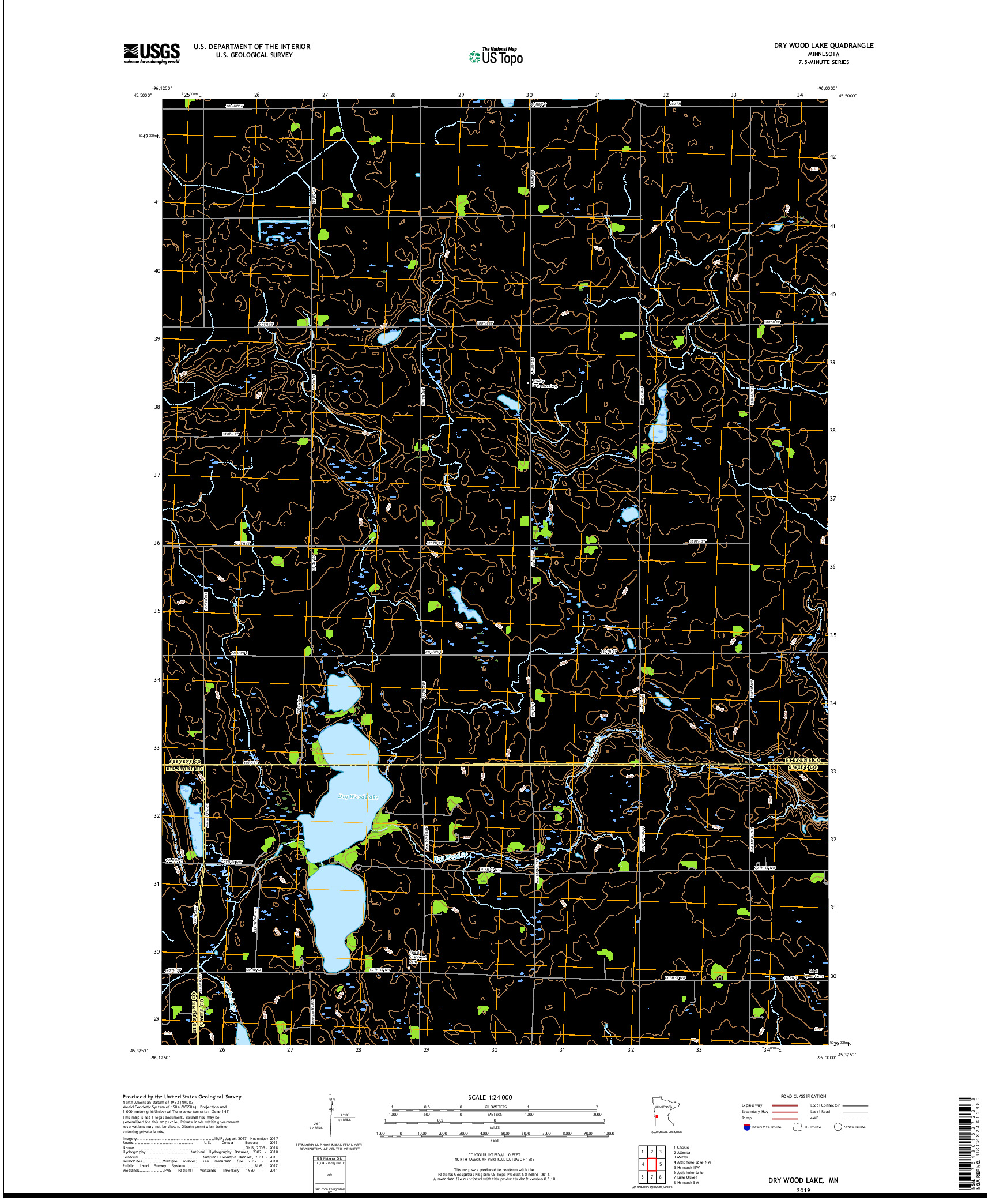 USGS US TOPO 7.5-MINUTE MAP FOR DRY WOOD LAKE, MN 2019