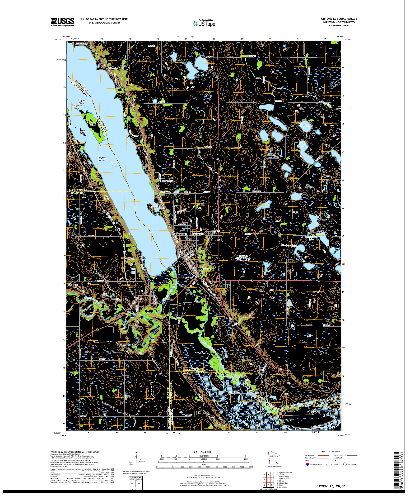 USGS US TOPO 7.5-MINUTE MAP FOR ORTONVILLE, MN,SD 2019
