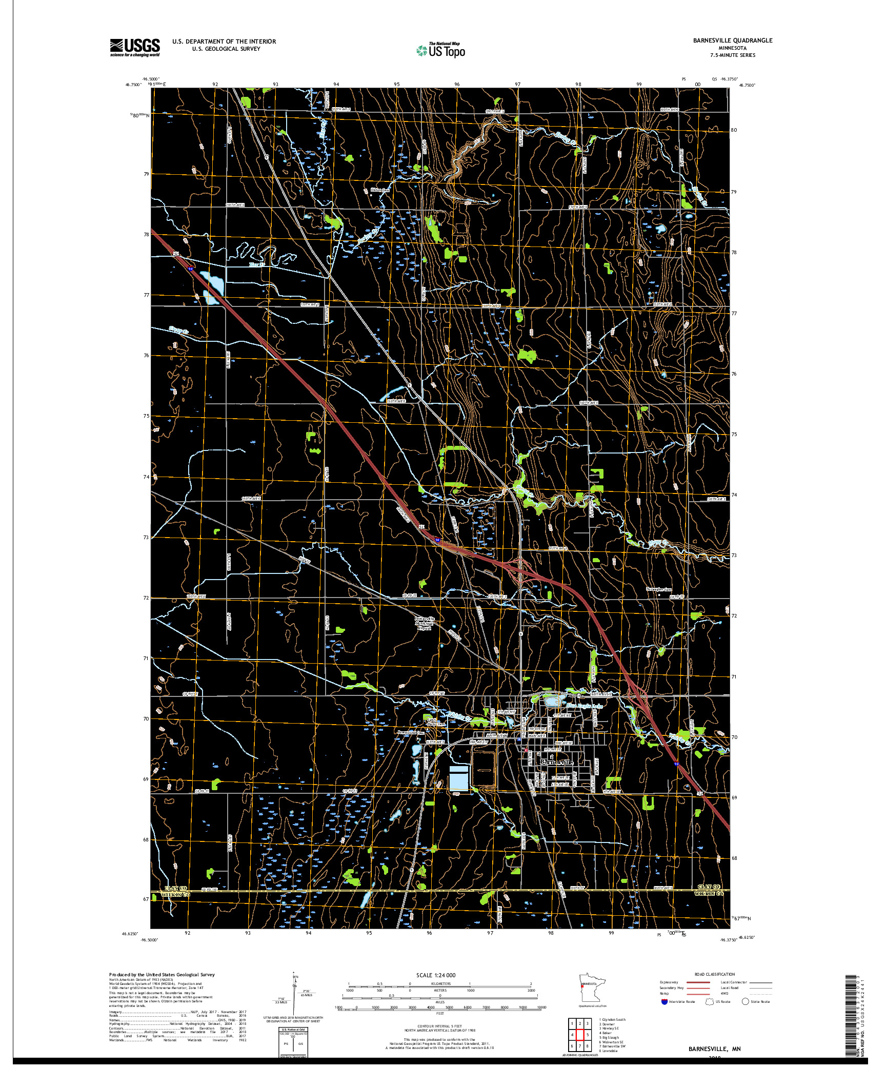 USGS US TOPO 7.5-MINUTE MAP FOR BARNESVILLE, MN 2019