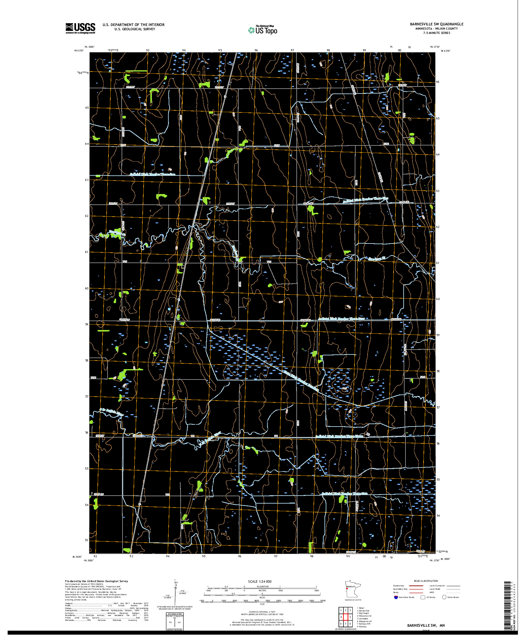 USGS US TOPO 7.5-MINUTE MAP FOR BARNESVILLE SW, MN 2019