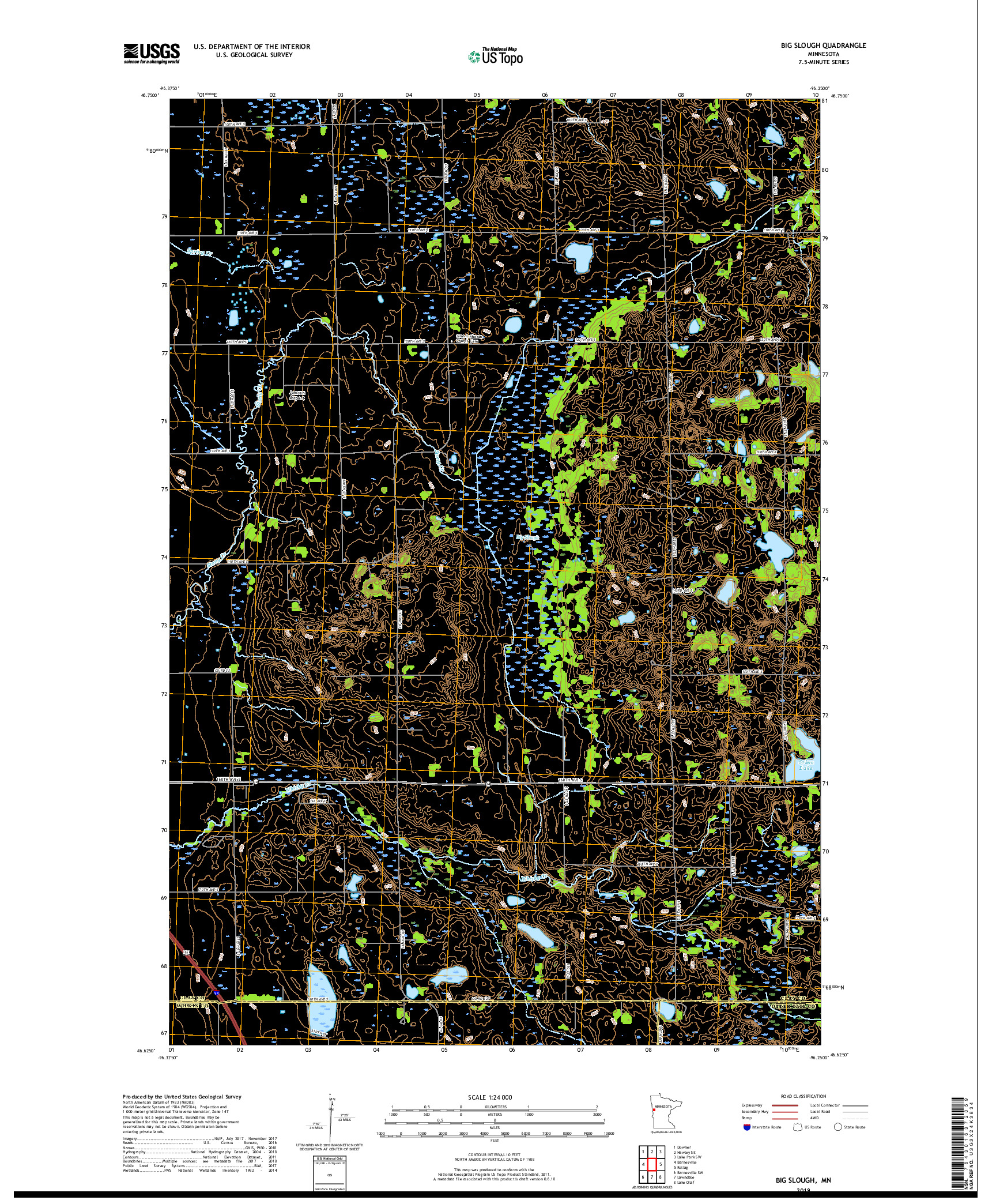 USGS US TOPO 7.5-MINUTE MAP FOR BIG SLOUGH, MN 2019
