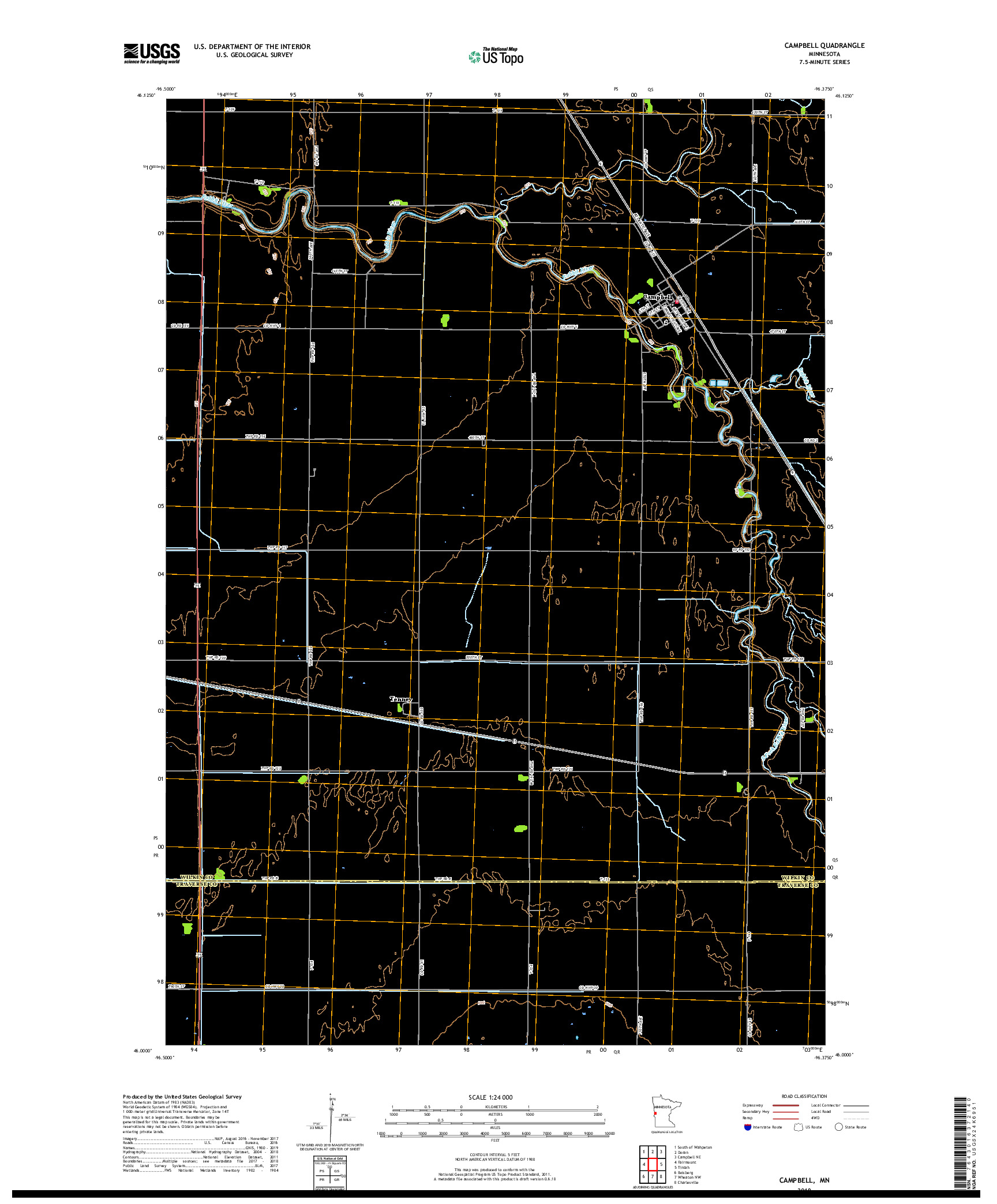 USGS US TOPO 7.5-MINUTE MAP FOR CAMPBELL, MN 2019