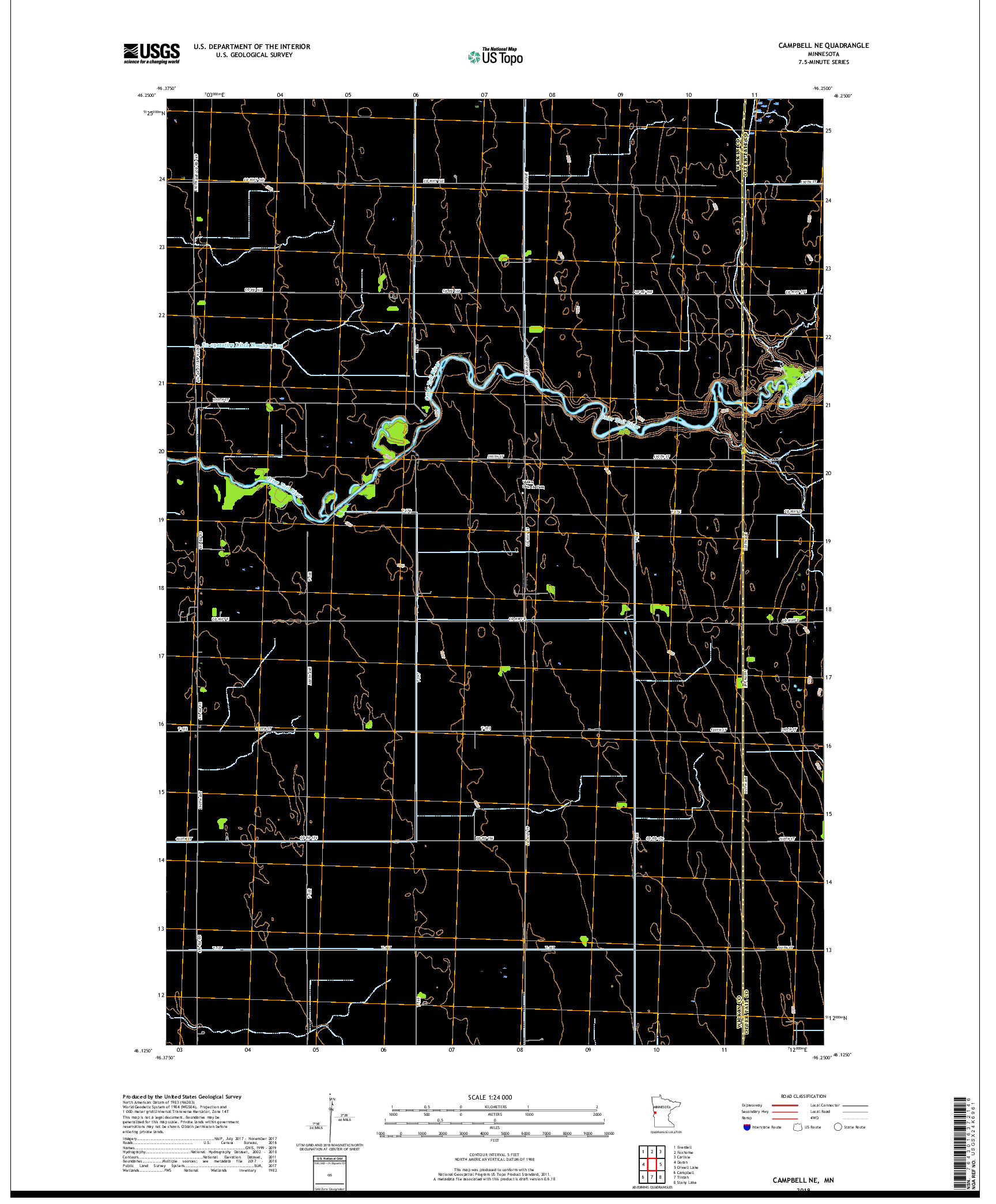 USGS US TOPO 7.5-MINUTE MAP FOR CAMPBELL NE, MN 2019