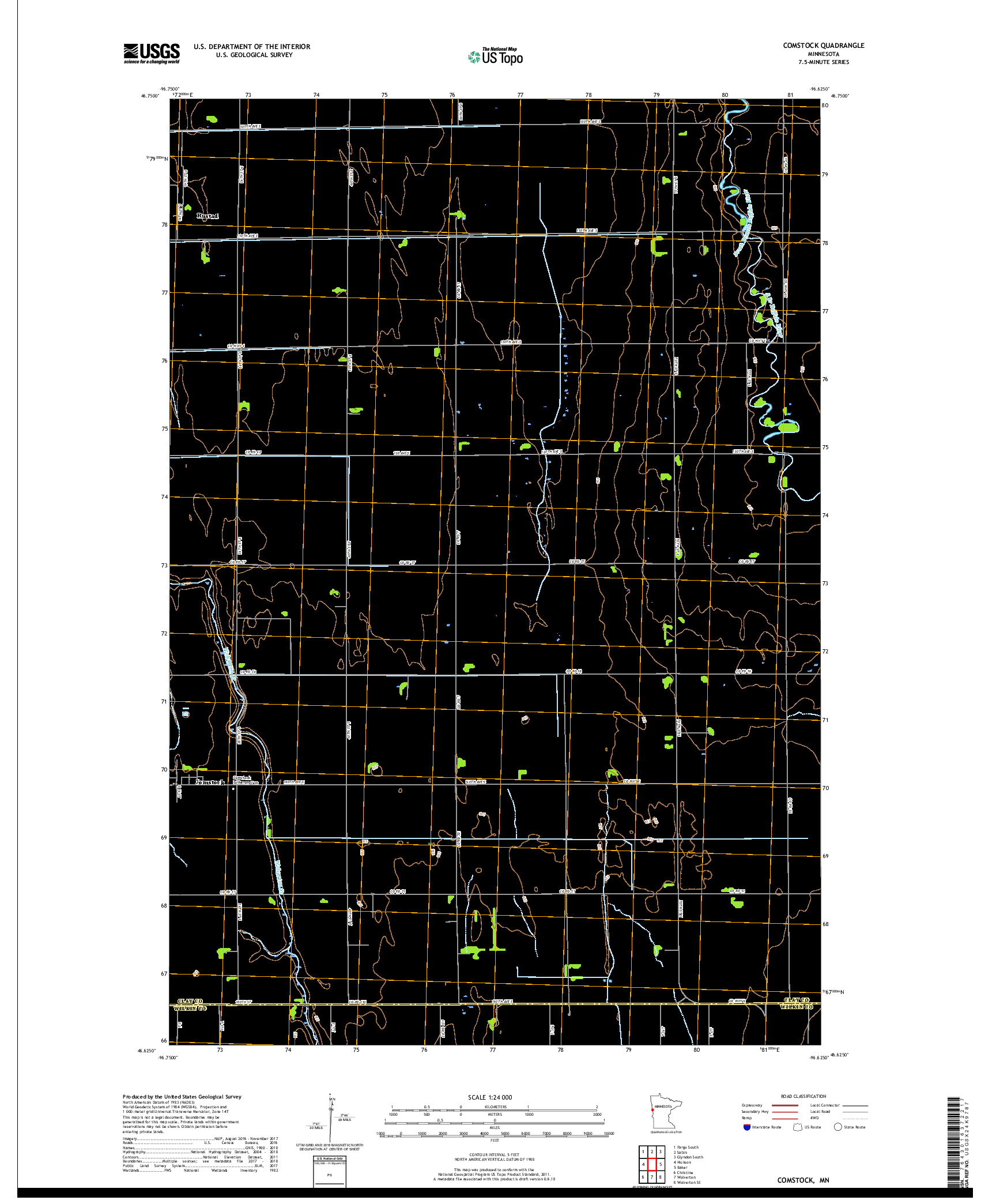 USGS US TOPO 7.5-MINUTE MAP FOR COMSTOCK, MN 2019