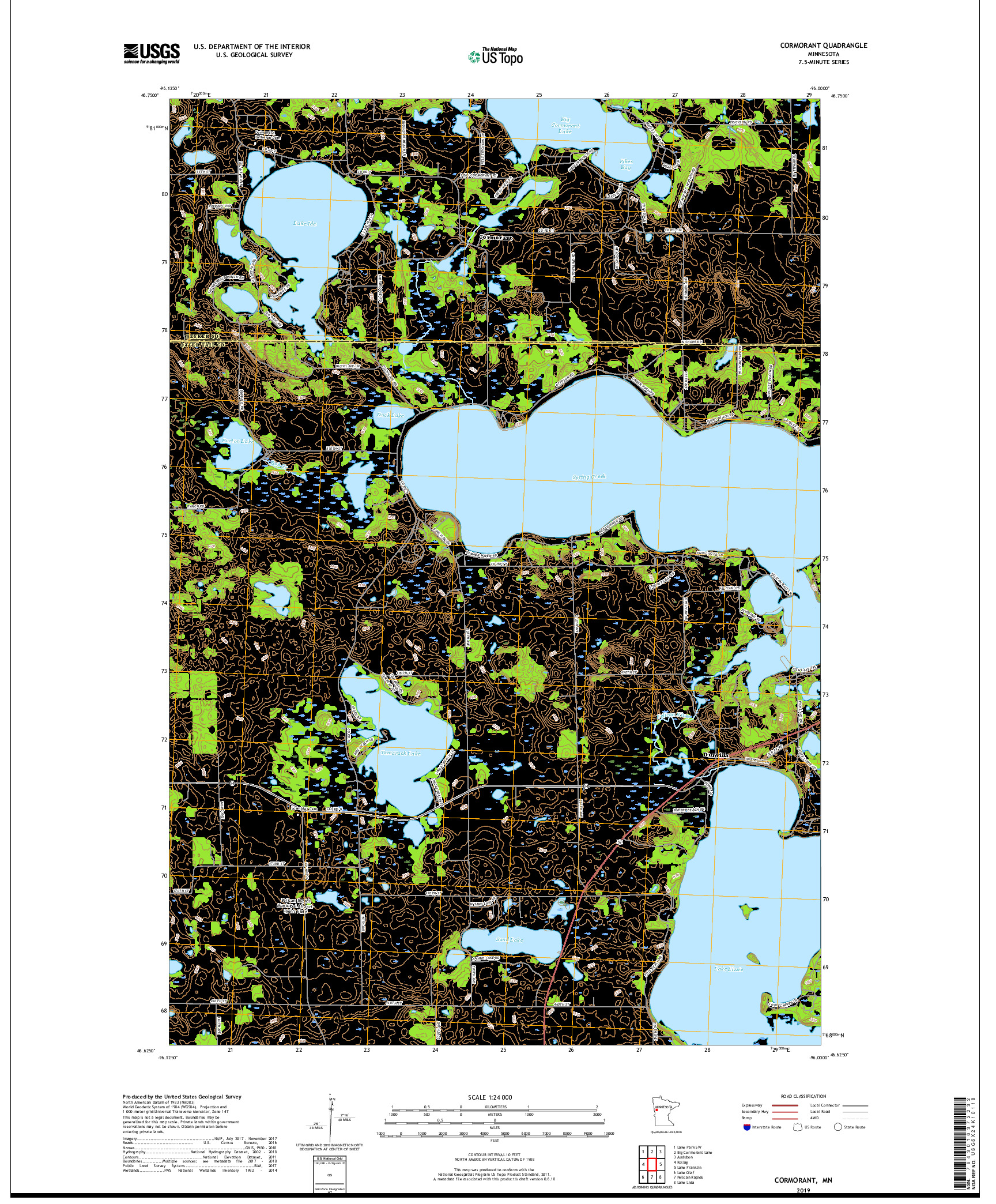 USGS US TOPO 7.5-MINUTE MAP FOR CORMORANT, MN 2019