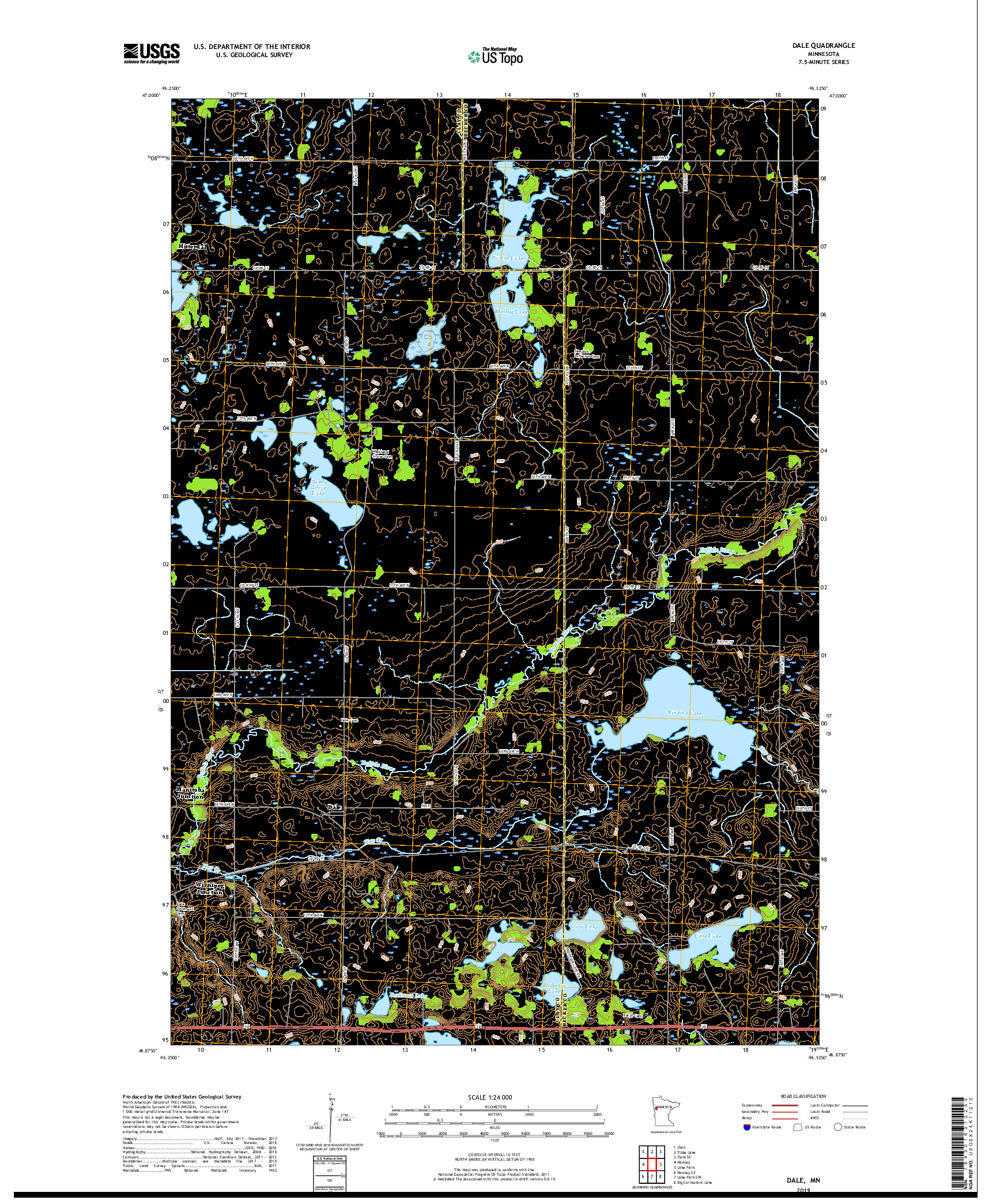 USGS US TOPO 7.5-MINUTE MAP FOR DALE, MN 2019
