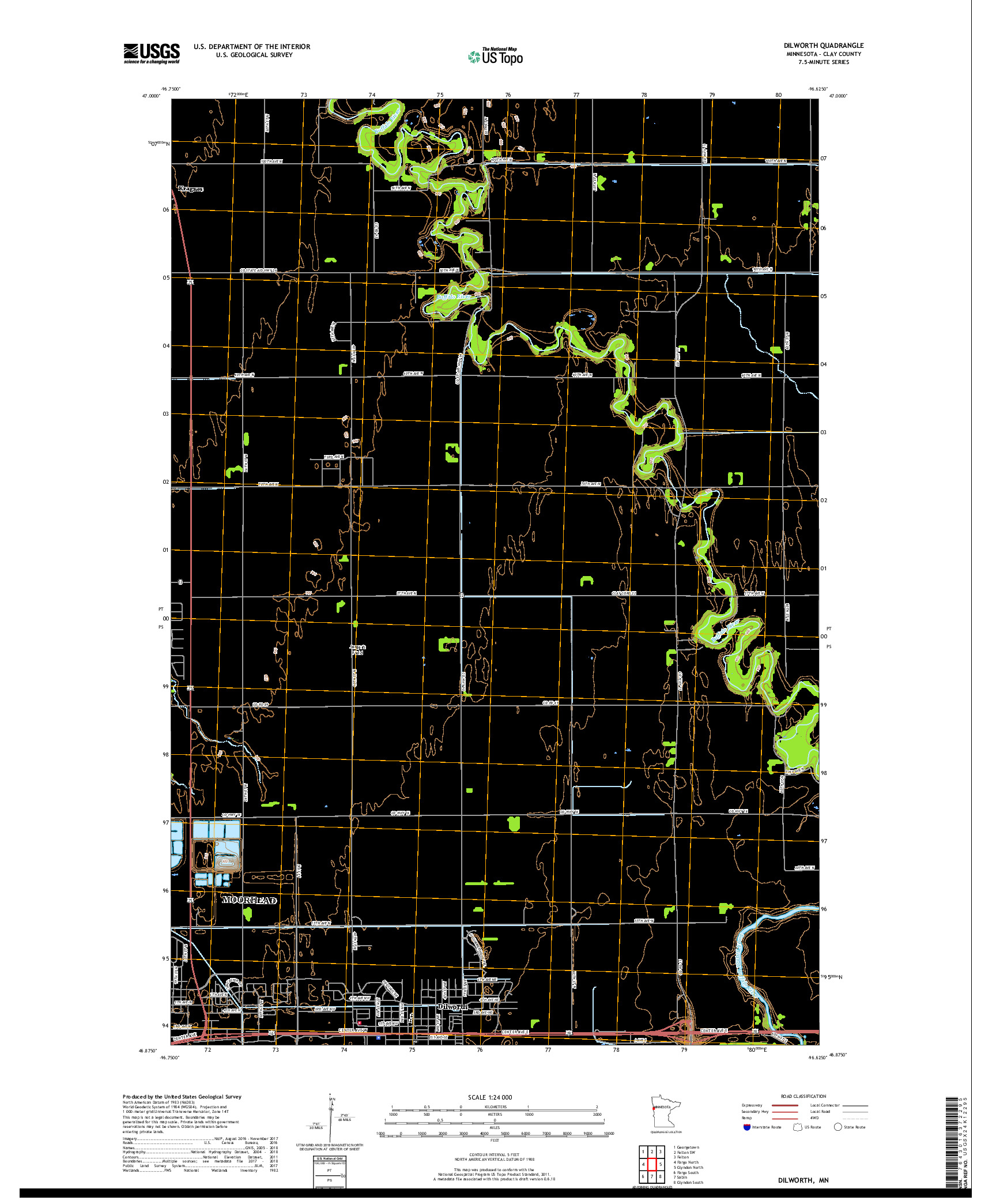 USGS US TOPO 7.5-MINUTE MAP FOR DILWORTH, MN 2019