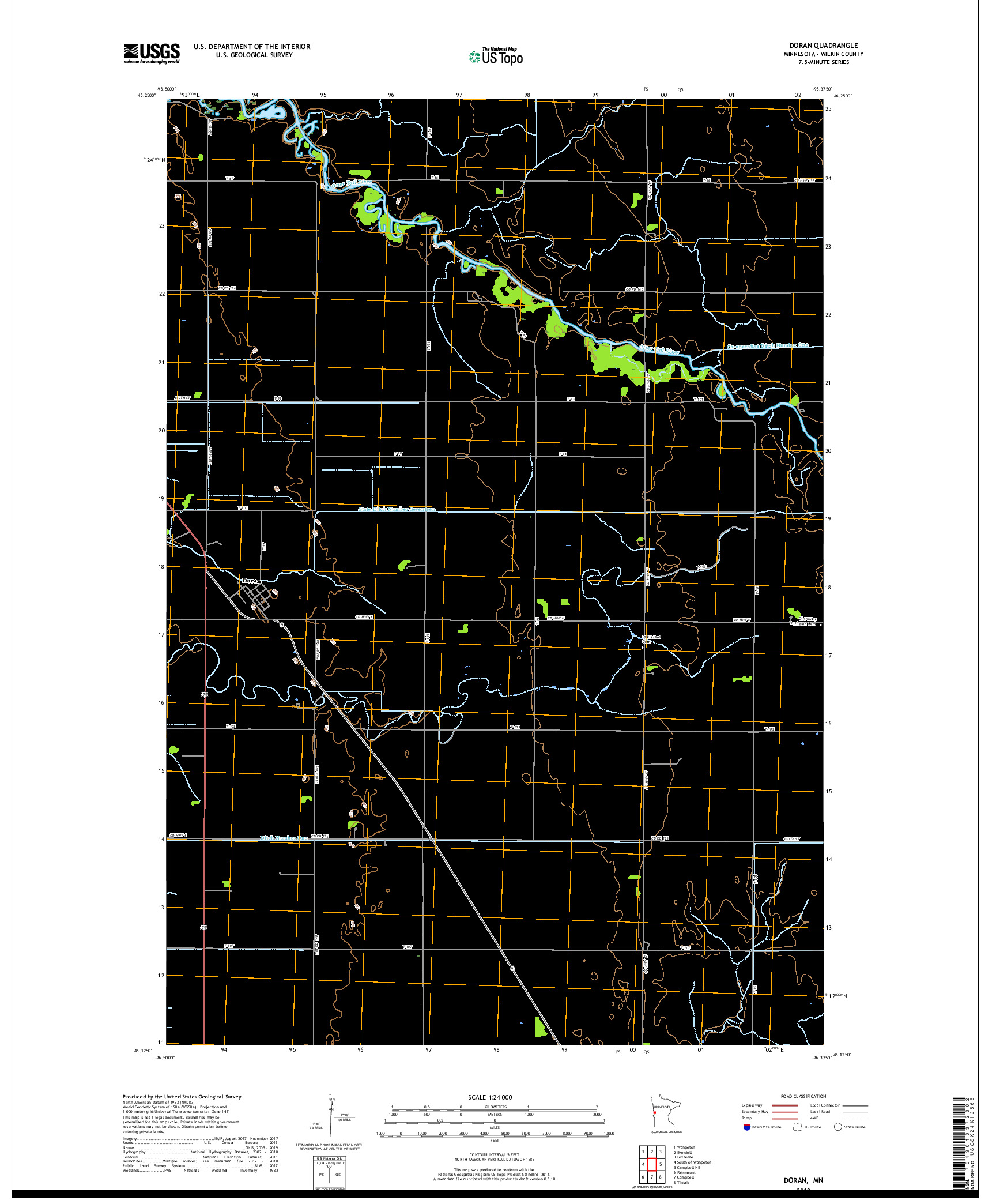 USGS US TOPO 7.5-MINUTE MAP FOR DORAN, MN 2019