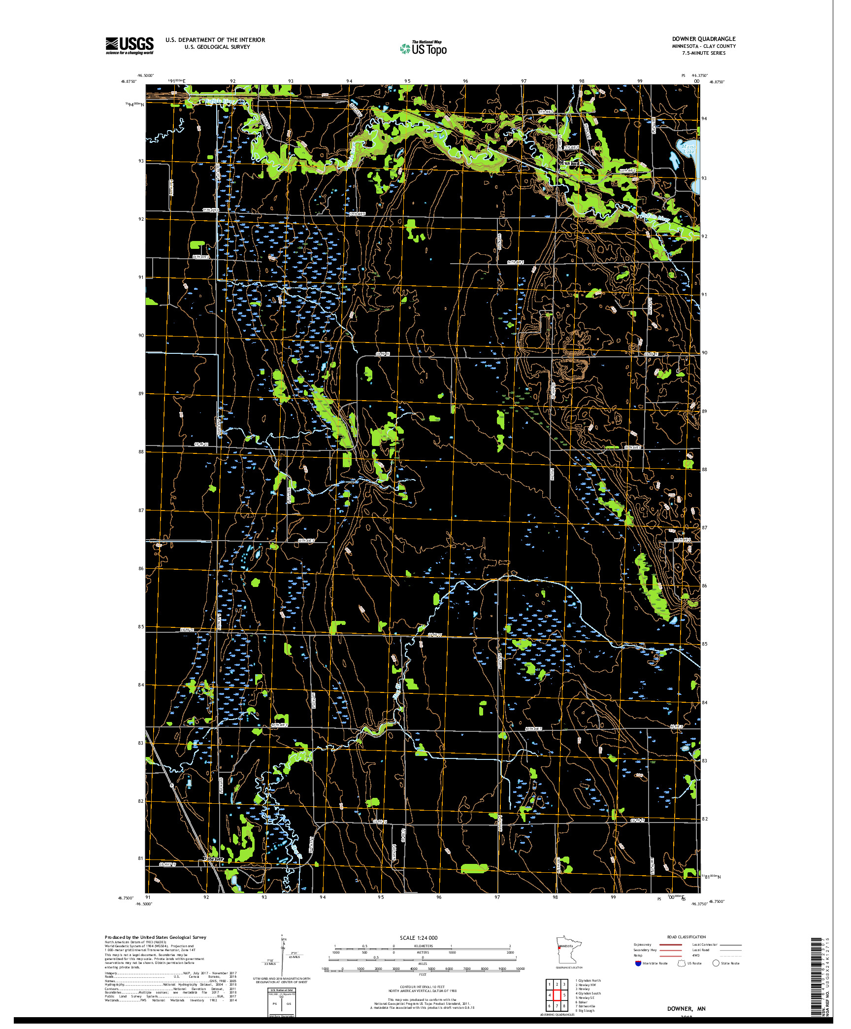 USGS US TOPO 7.5-MINUTE MAP FOR DOWNER, MN 2019