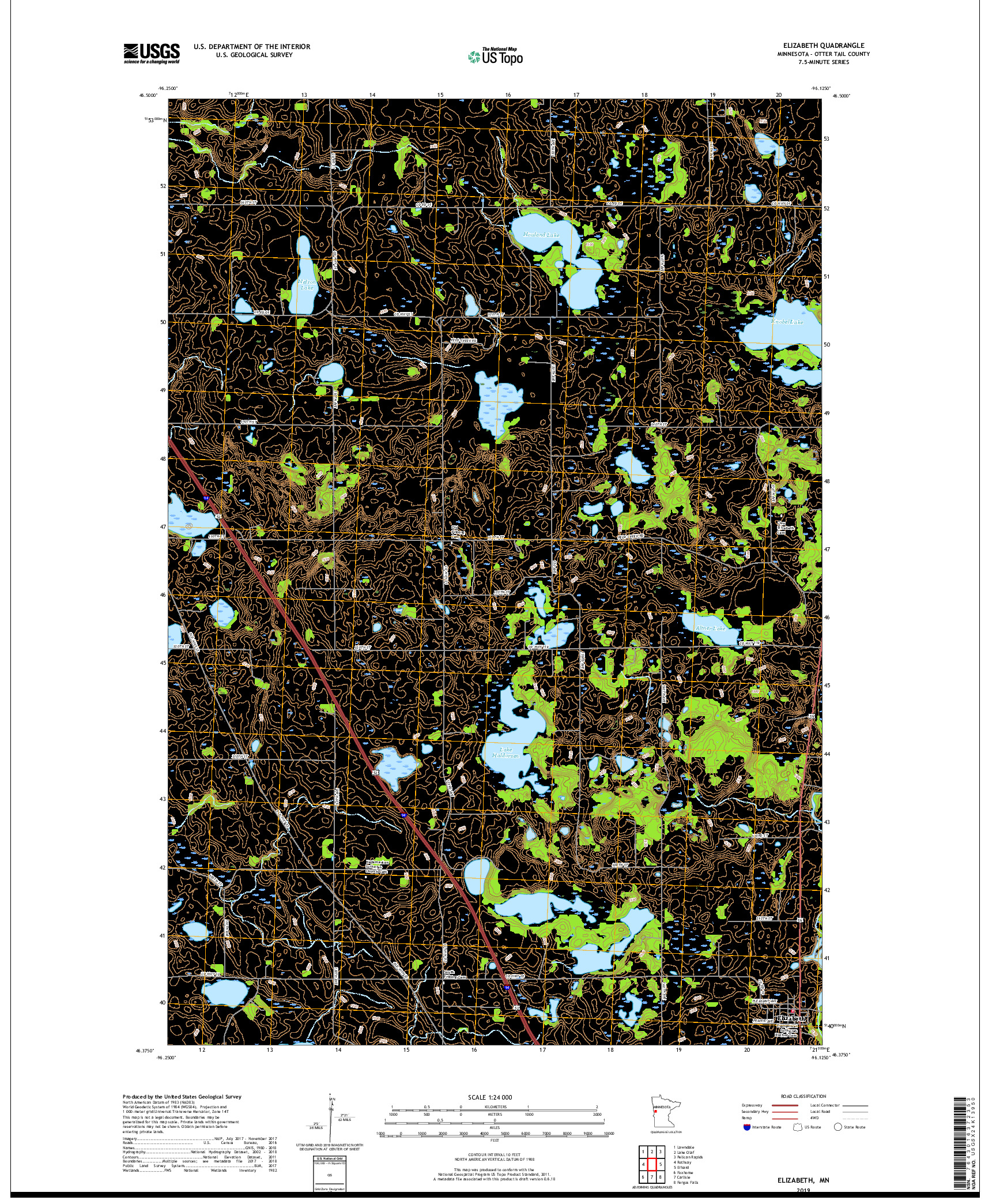 USGS US TOPO 7.5-MINUTE MAP FOR ELIZABETH, MN 2019