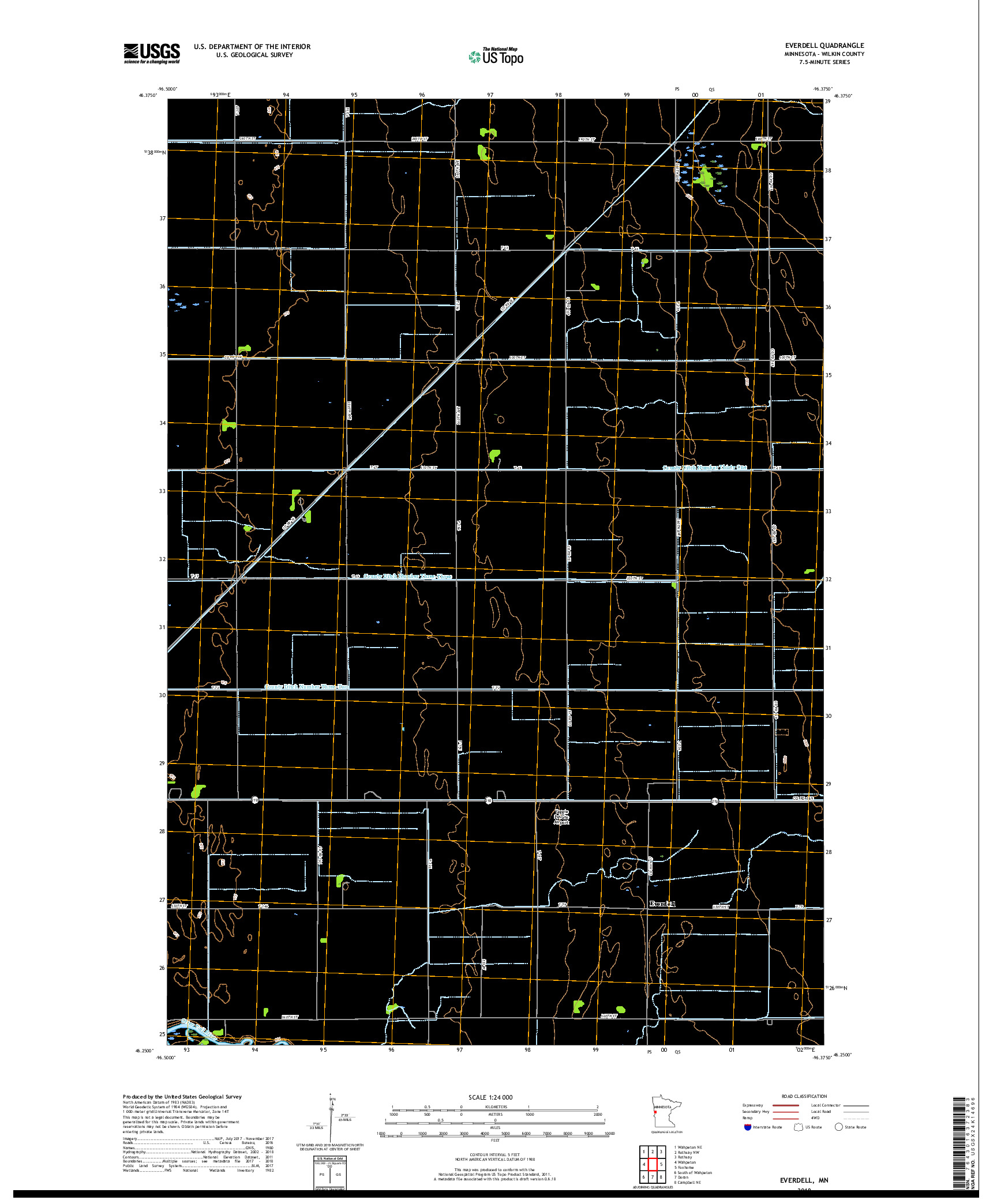USGS US TOPO 7.5-MINUTE MAP FOR EVERDELL, MN 2019