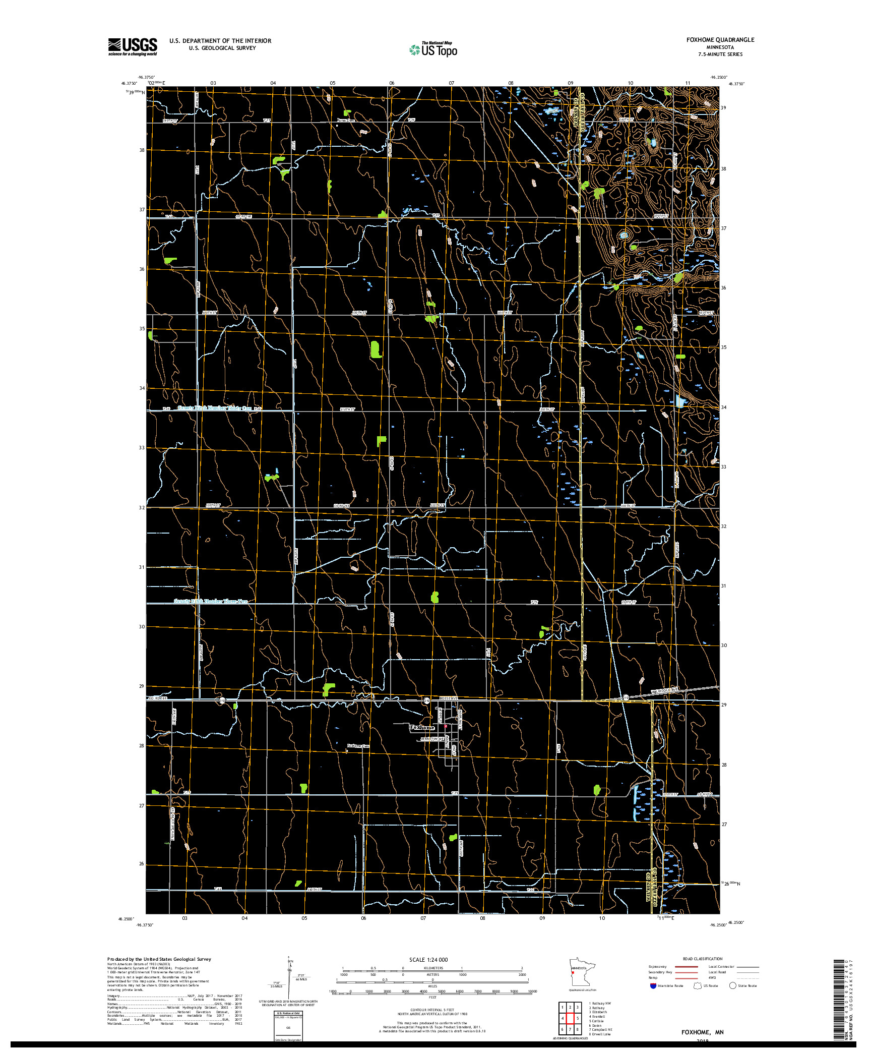 USGS US TOPO 7.5-MINUTE MAP FOR FOXHOME, MN 2019
