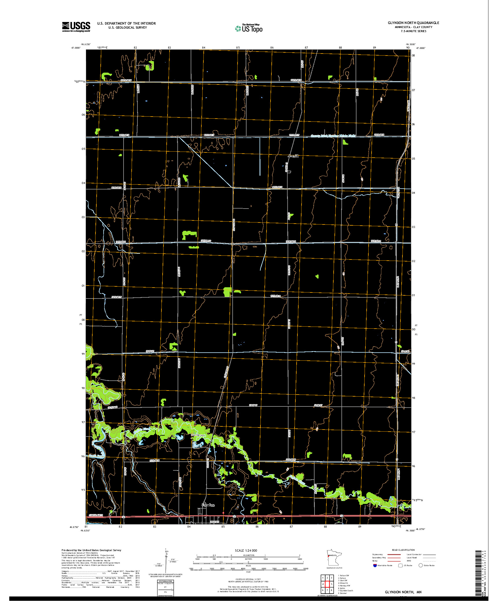 USGS US TOPO 7.5-MINUTE MAP FOR GLYNDON NORTH, MN 2019