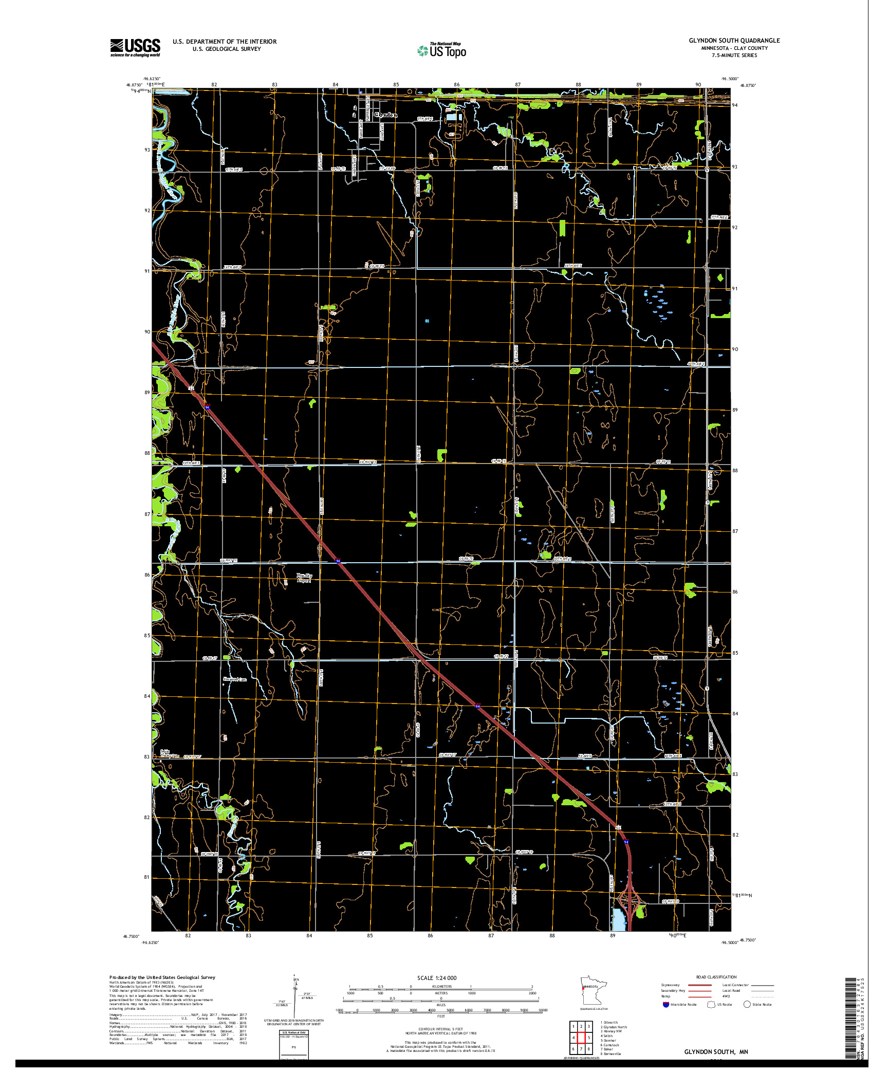 USGS US TOPO 7.5-MINUTE MAP FOR GLYNDON SOUTH, MN 2019