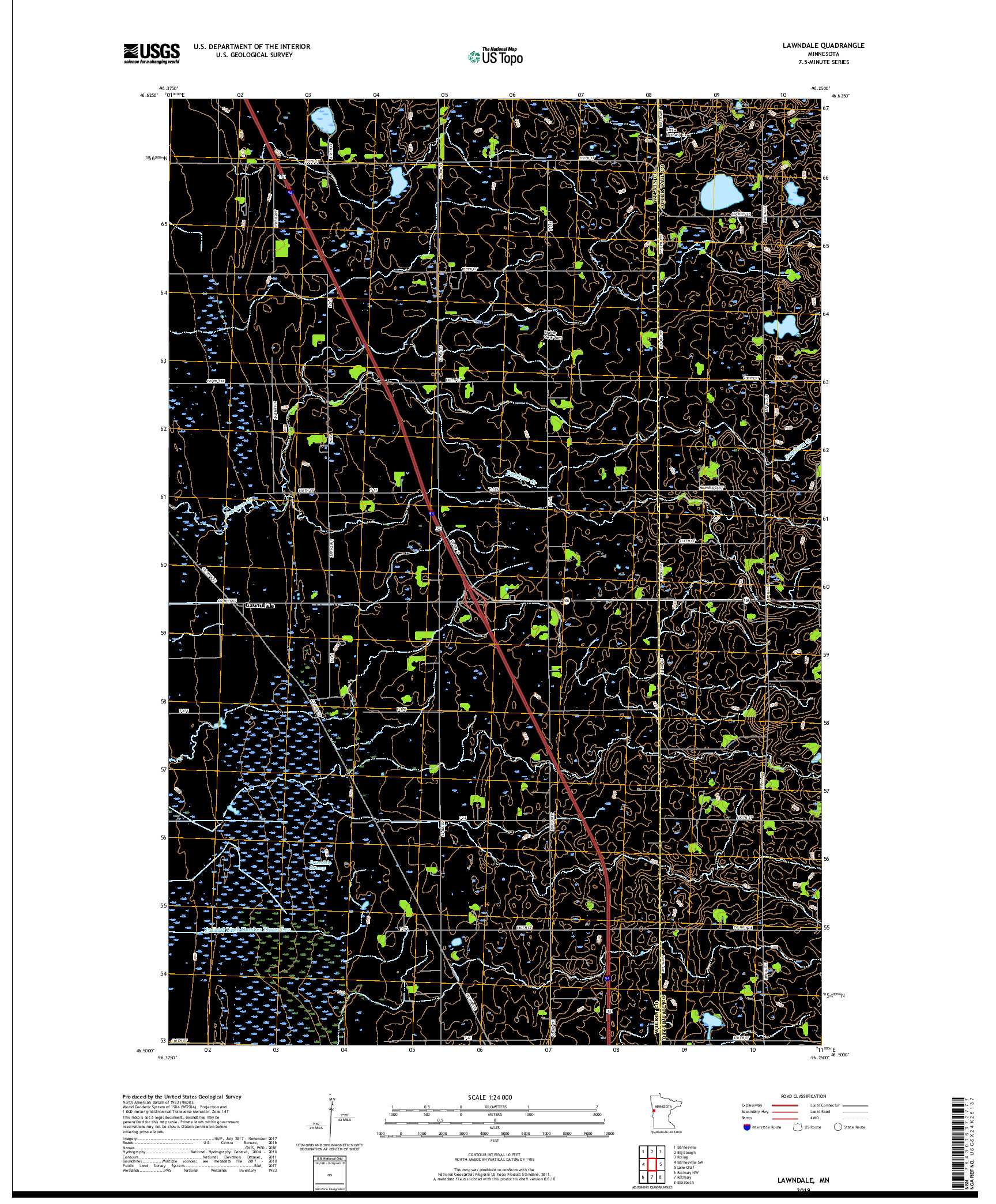 USGS US TOPO 7.5-MINUTE MAP FOR LAWNDALE, MN 2019