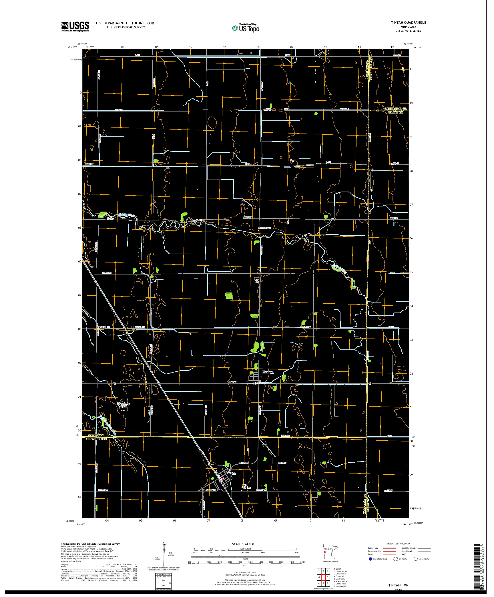 USGS US TOPO 7.5-MINUTE MAP FOR TINTAH, MN 2019