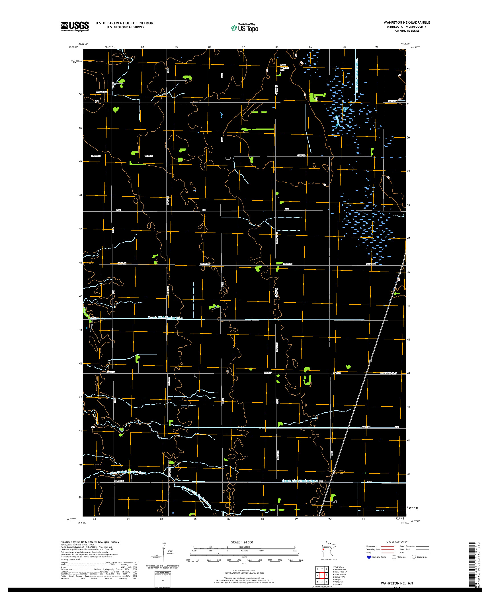 USGS US TOPO 7.5-MINUTE MAP FOR WAHPETON NE, MN 2019
