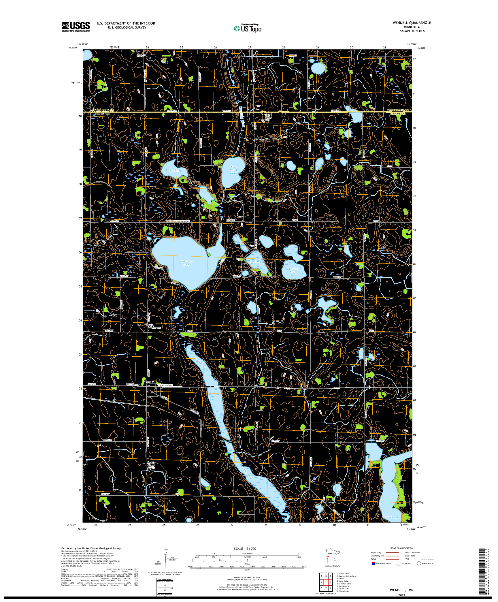 USGS US TOPO 7.5-MINUTE MAP FOR WENDELL, MN 2019