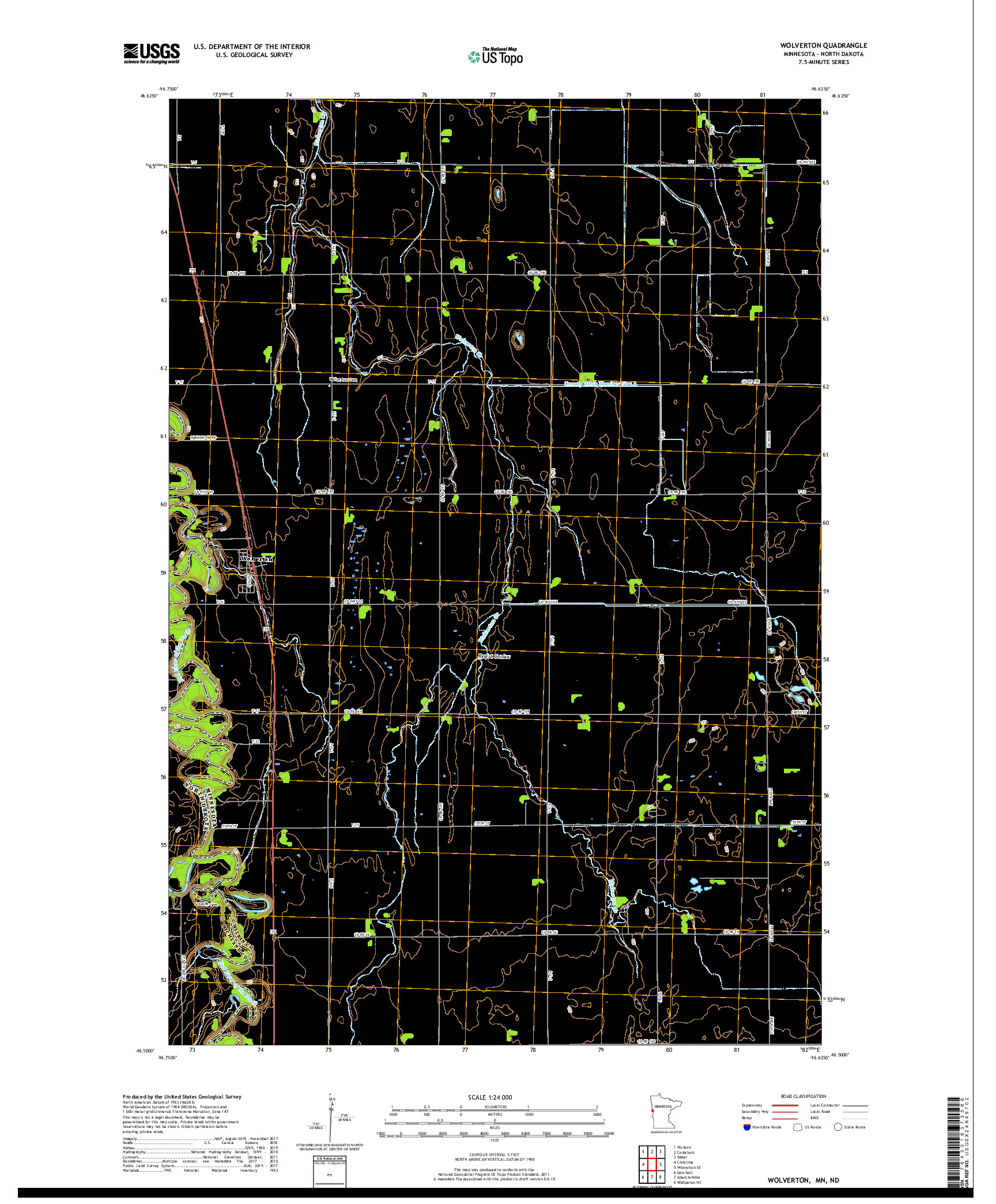 USGS US TOPO 7.5-MINUTE MAP FOR WOLVERTON, MN,ND 2019