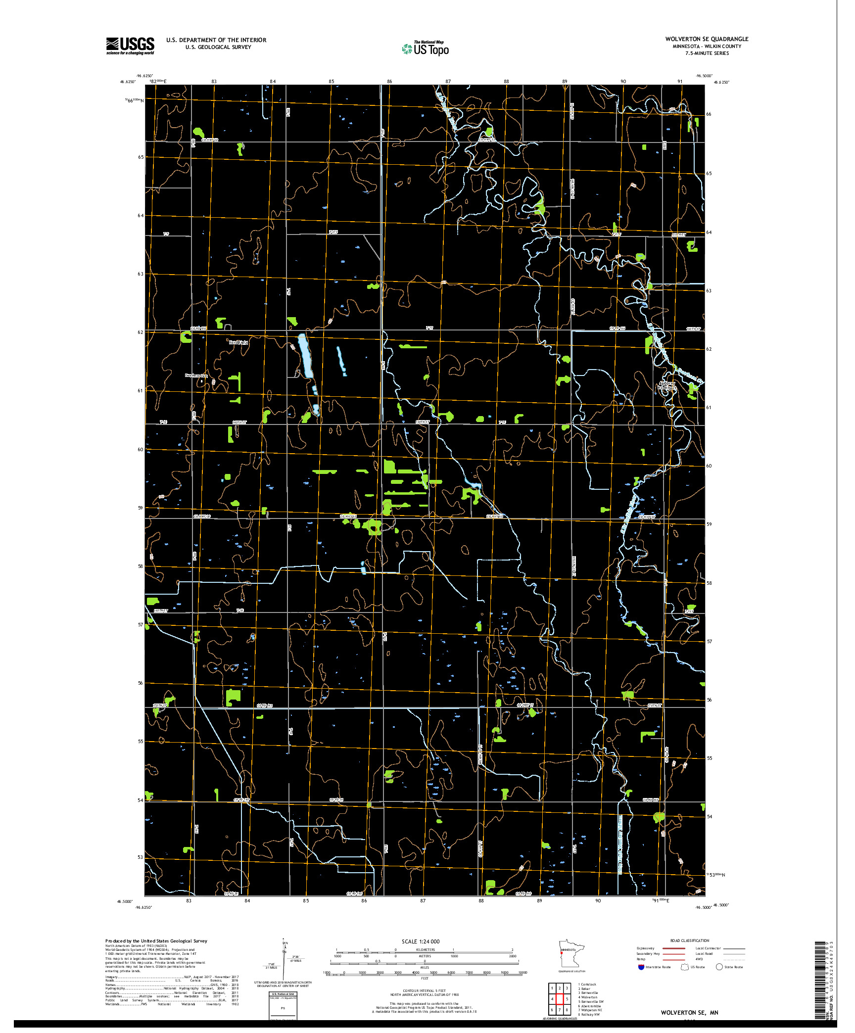 USGS US TOPO 7.5-MINUTE MAP FOR WOLVERTON SE, MN 2019