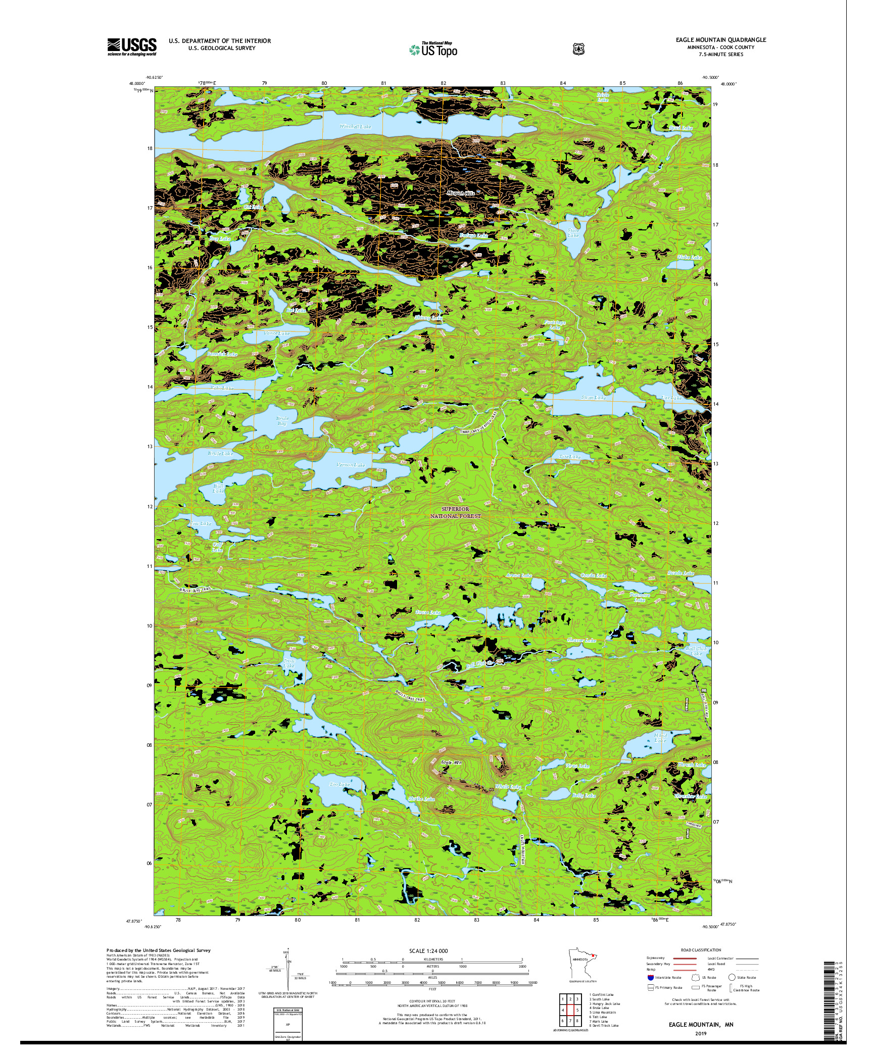 USGS US TOPO 7.5-MINUTE MAP FOR EAGLE MOUNTAIN, MN 2019