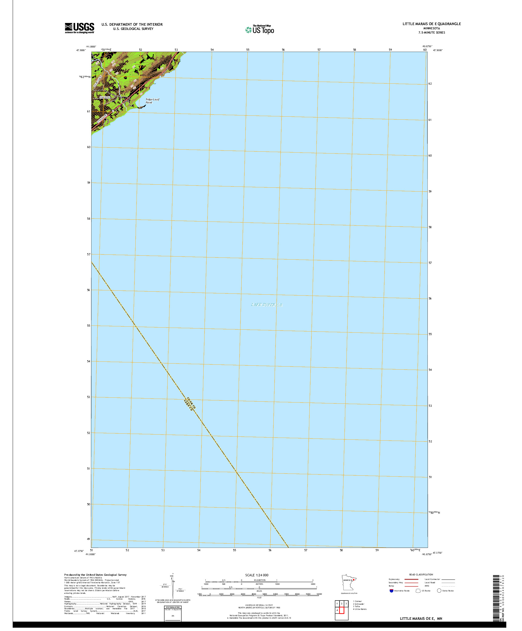 USGS US TOPO 7.5-MINUTE MAP FOR LITTLE MARAIS OE E, MN 2019