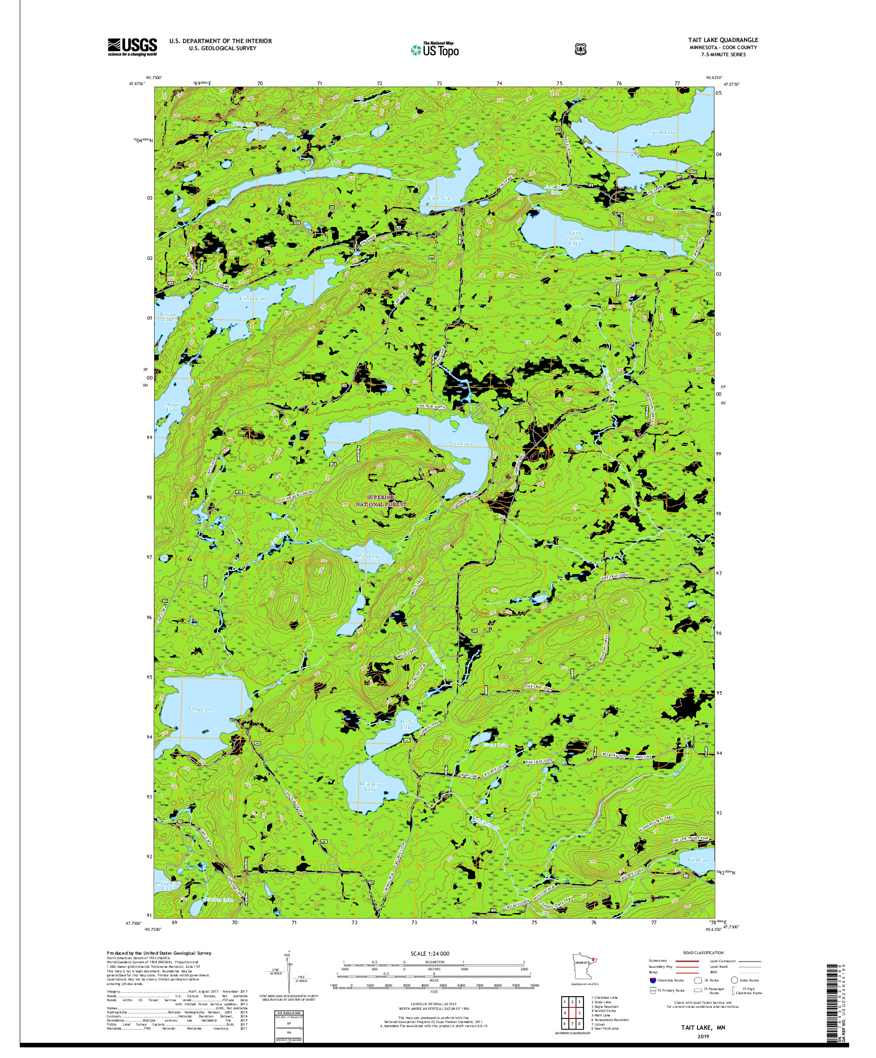 USGS US TOPO 7.5-MINUTE MAP FOR TAIT LAKE, MN 2019