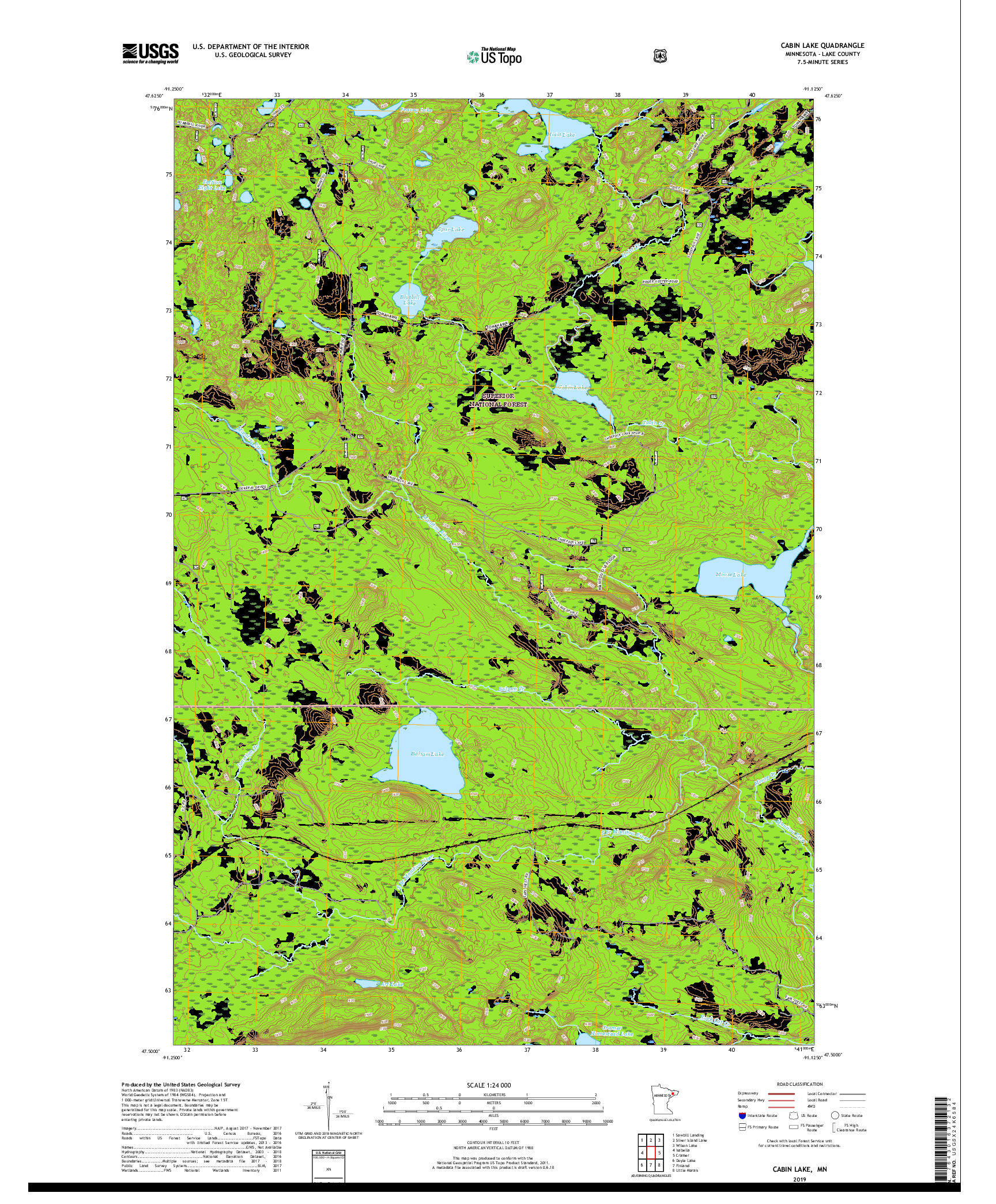 USGS US TOPO 7.5-MINUTE MAP FOR CABIN LAKE, MN 2019