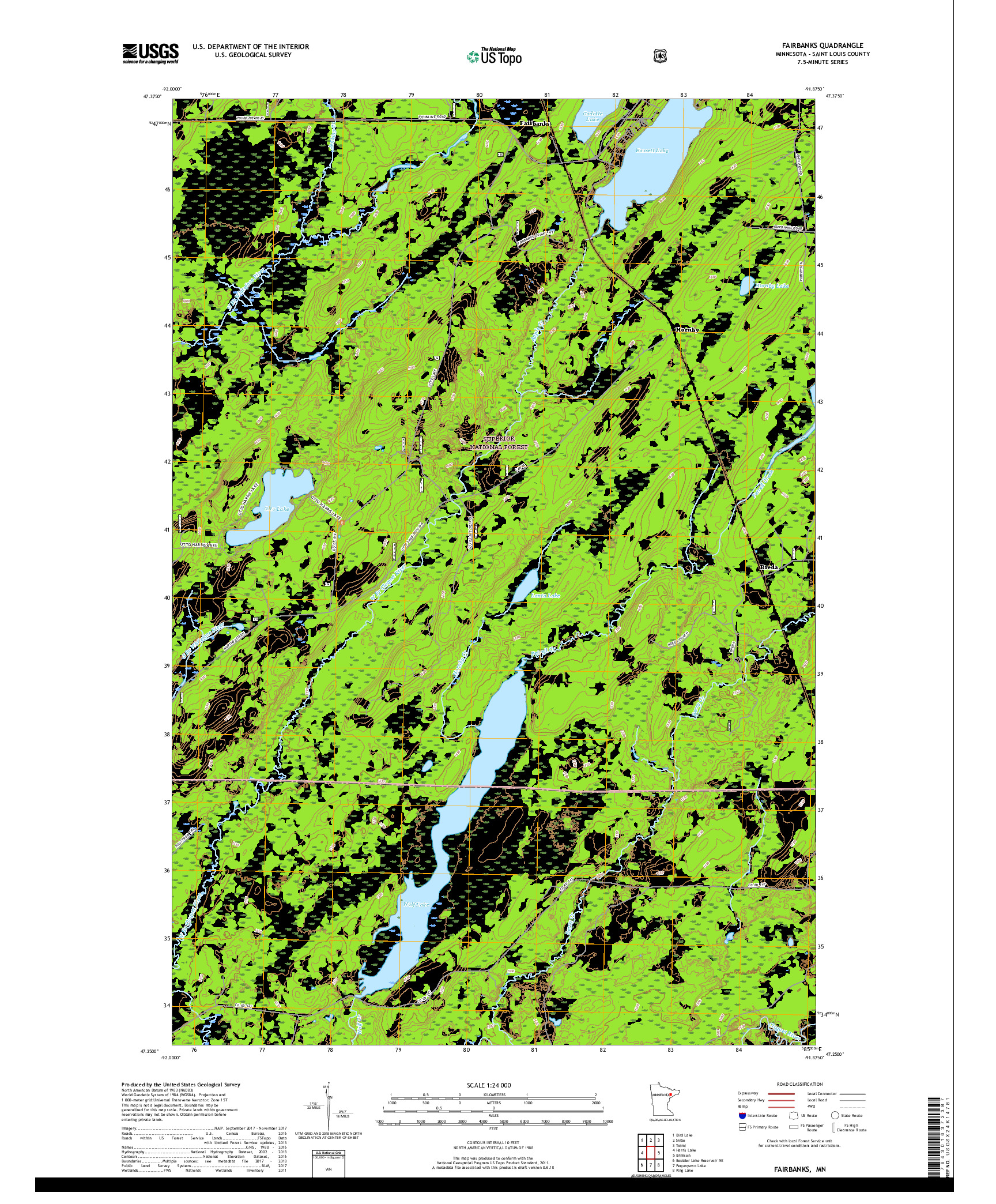 USGS US TOPO 7.5-MINUTE MAP FOR FAIRBANKS, MN 2019