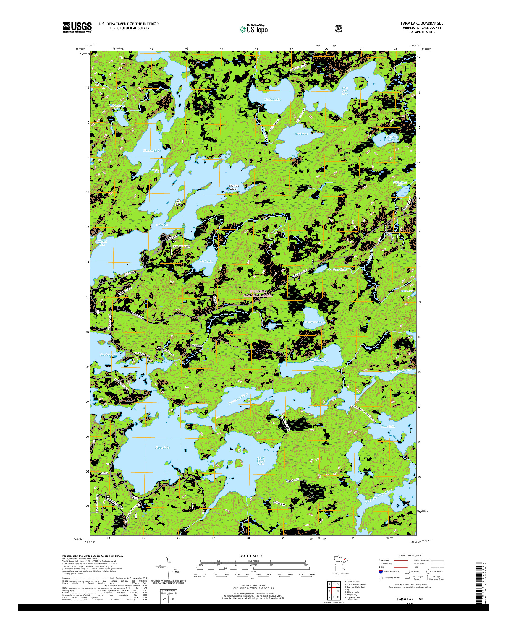 USGS US TOPO 7.5-MINUTE MAP FOR FARM LAKE, MN 2019