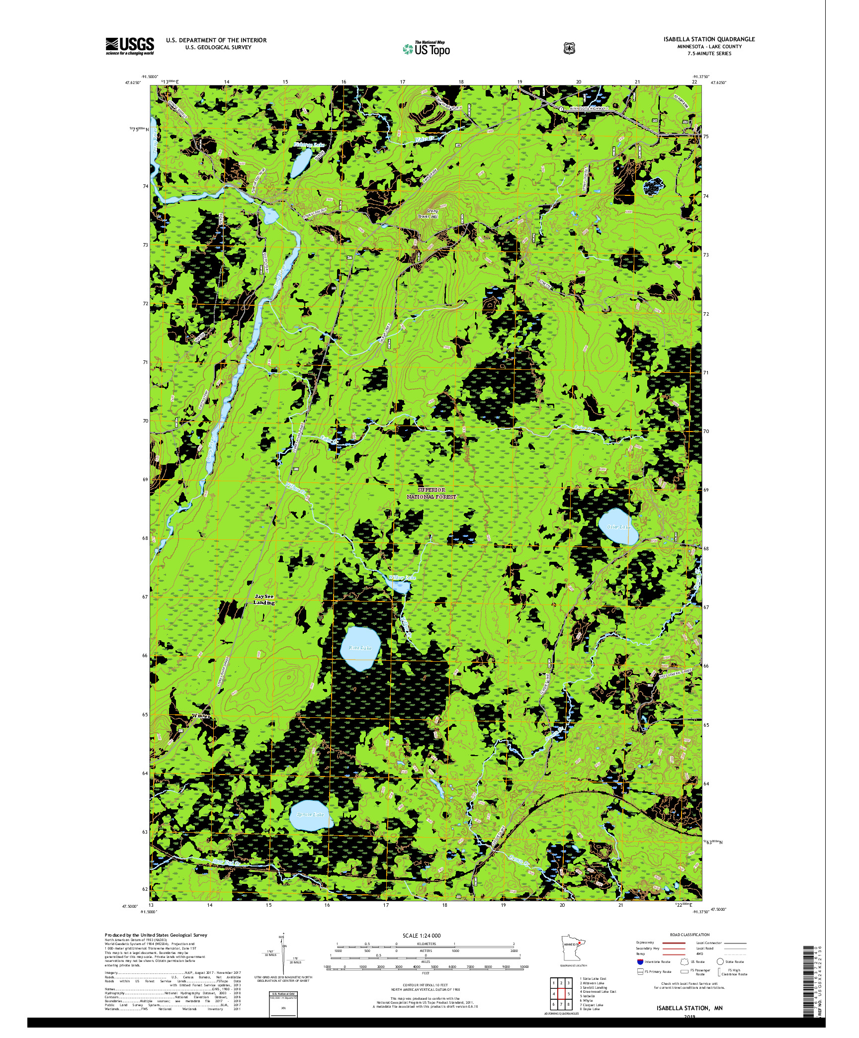 USGS US TOPO 7.5-MINUTE MAP FOR ISABELLA STATION, MN 2019