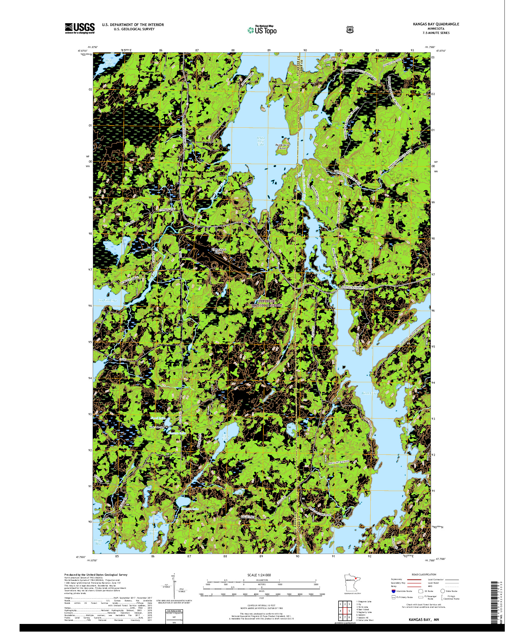 USGS US TOPO 7.5-MINUTE MAP FOR KANGAS BAY, MN 2019