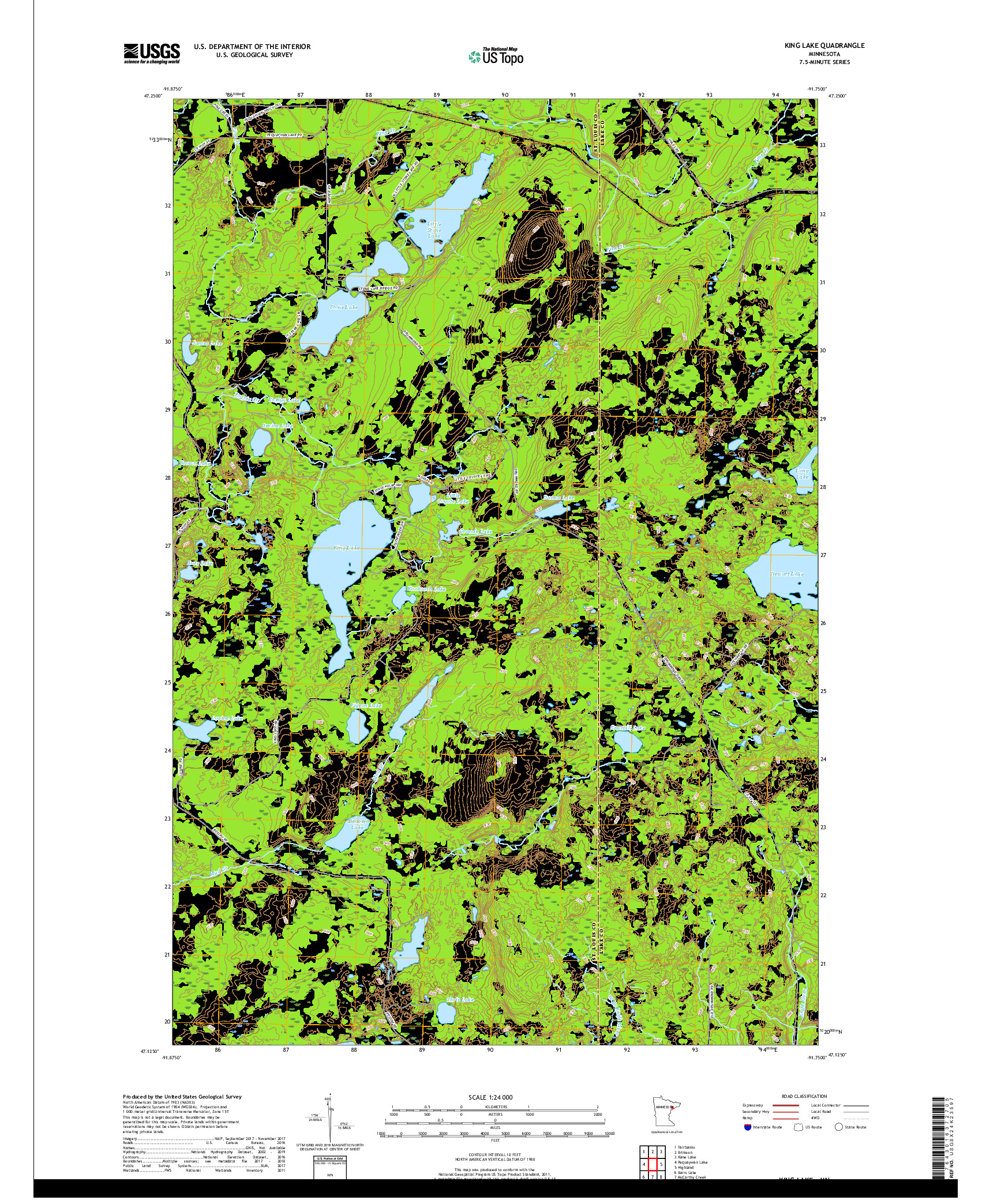 USGS US TOPO 7.5-MINUTE MAP FOR KING LAKE, MN 2019