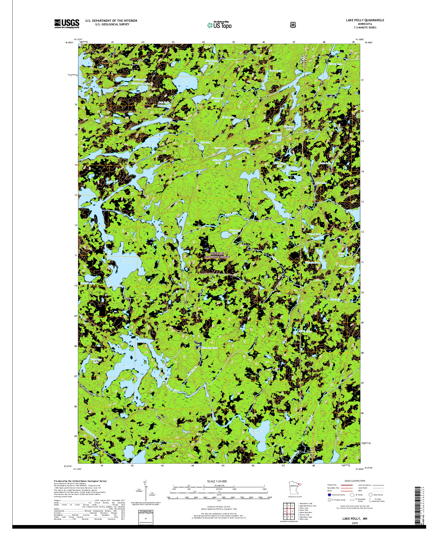USGS US TOPO 7.5-MINUTE MAP FOR LAKE POLLY, MN 2019