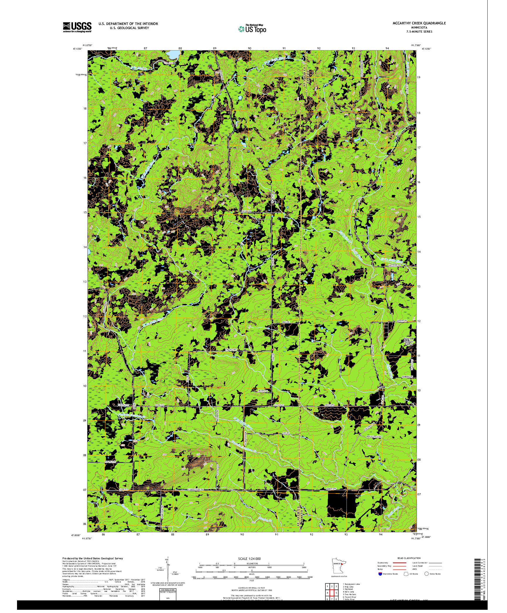 USGS US TOPO 7.5-MINUTE MAP FOR MCCARTHY CREEK, MN 2019